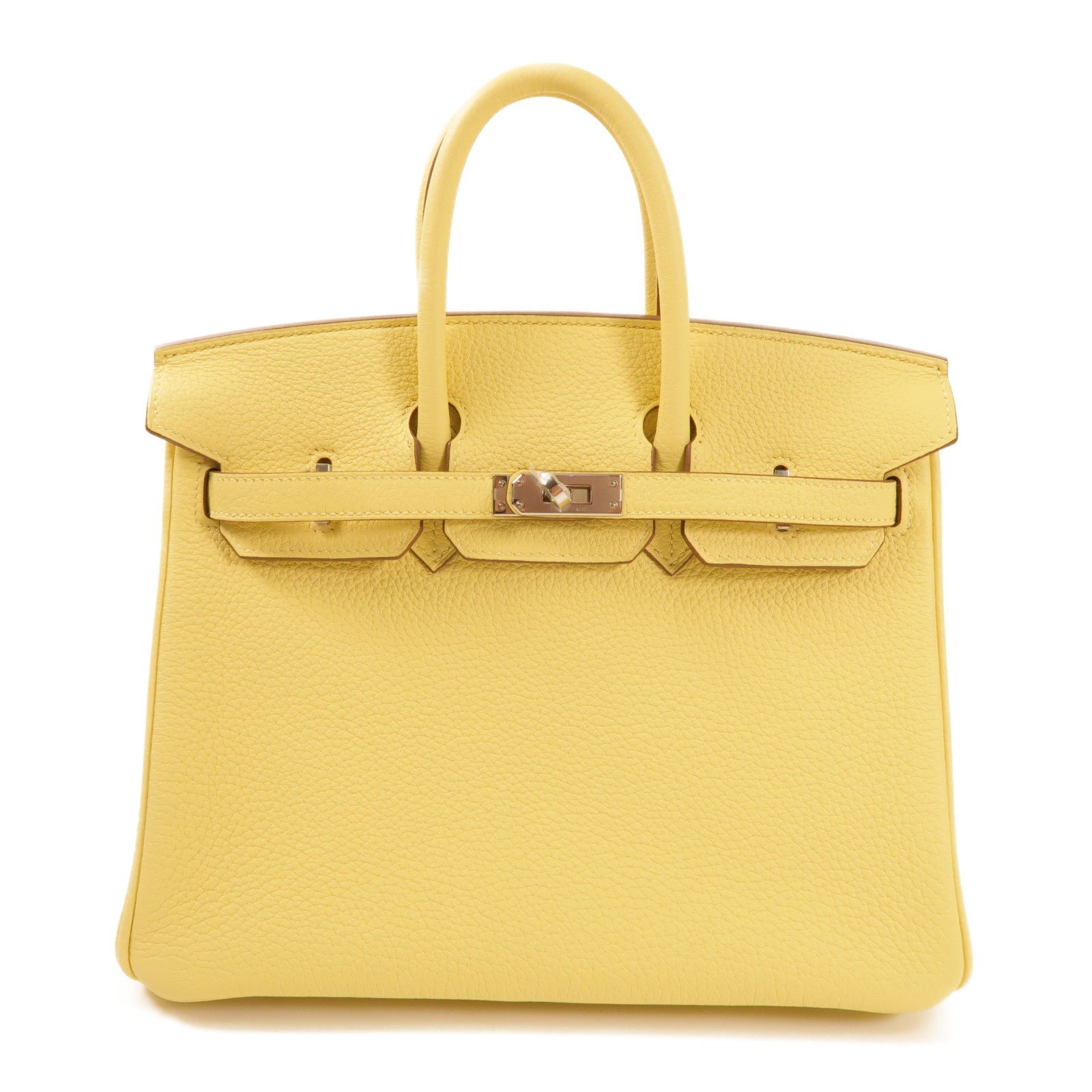HERMES Togo皮革Birkin 25銀扣手挽袋Jaune Poussin