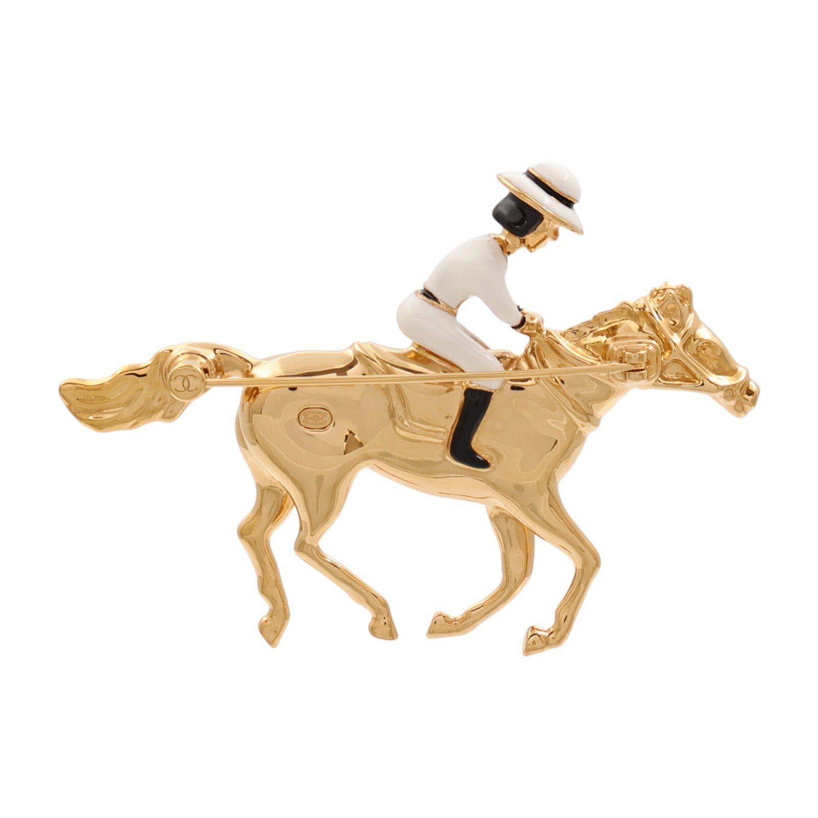 CHANEL 金屬Coco Mark Horse & Jockey Brooch胸針