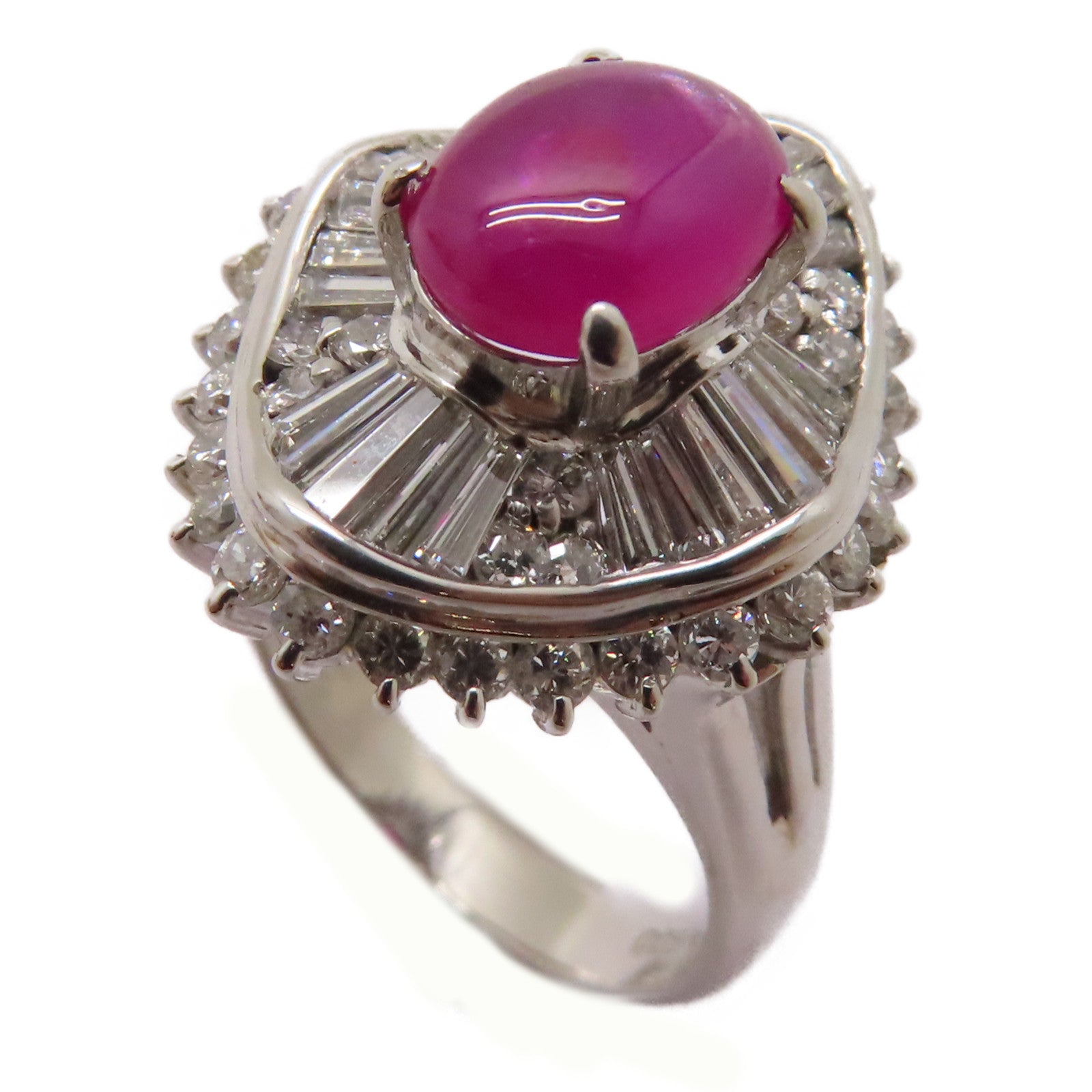 JEWELRY PT900鉑金Star Ruby/Diamond Ring 2.08ct星光紅寶石/1.42ct鑽石戒指US#6