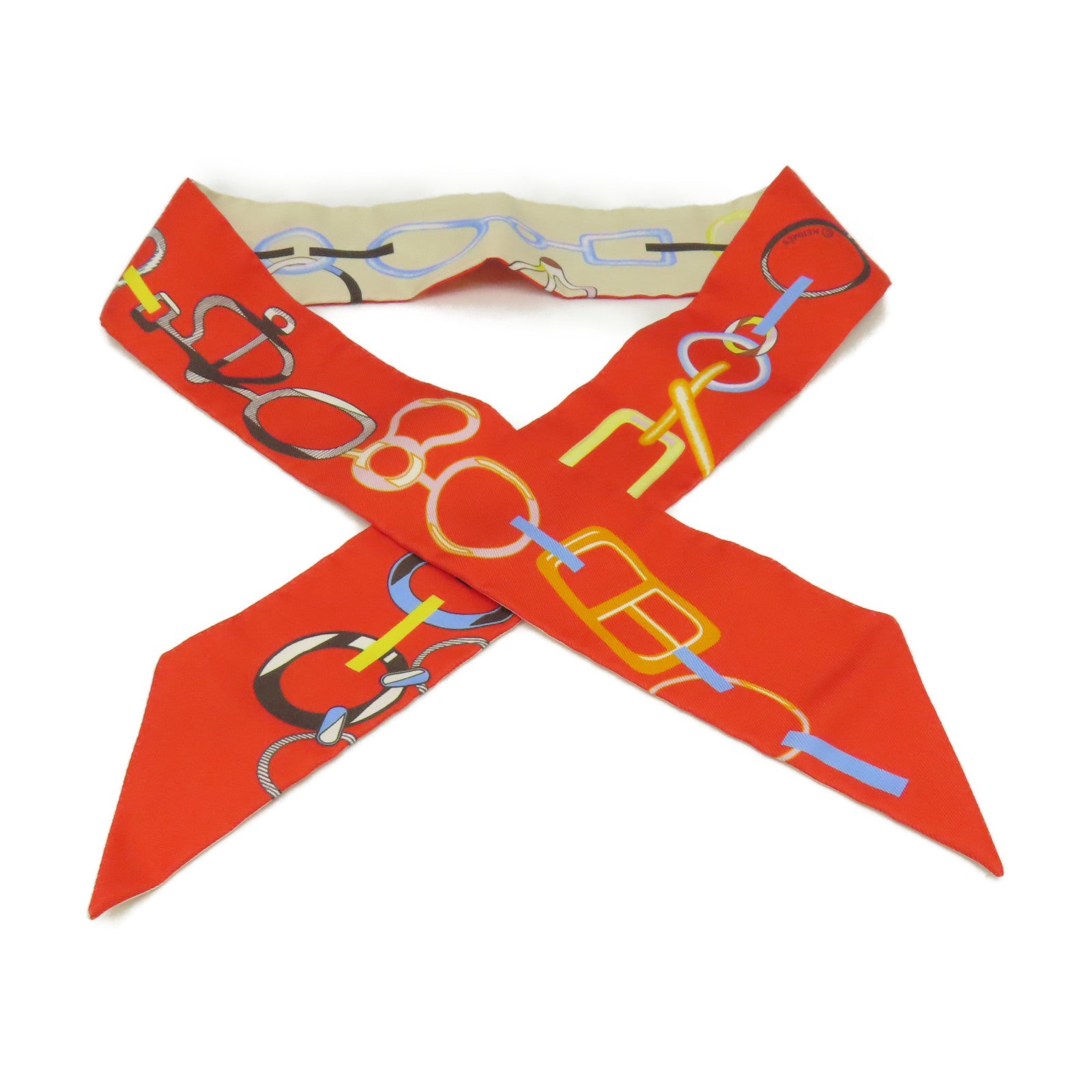 HERMES 【激減優惠】絲質Twilly Scarf絲巾橙色/杏色/彩色