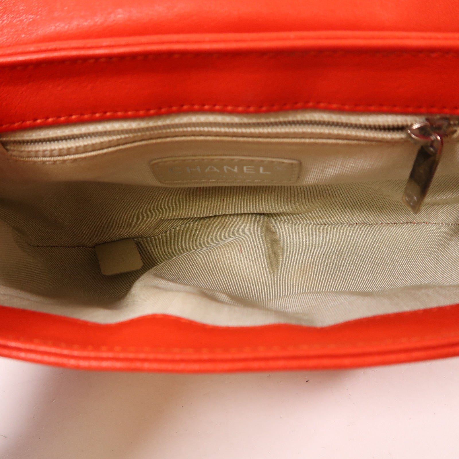 CHANEL CC SHW Chain Shoulder Bag Calfskin Leather Red