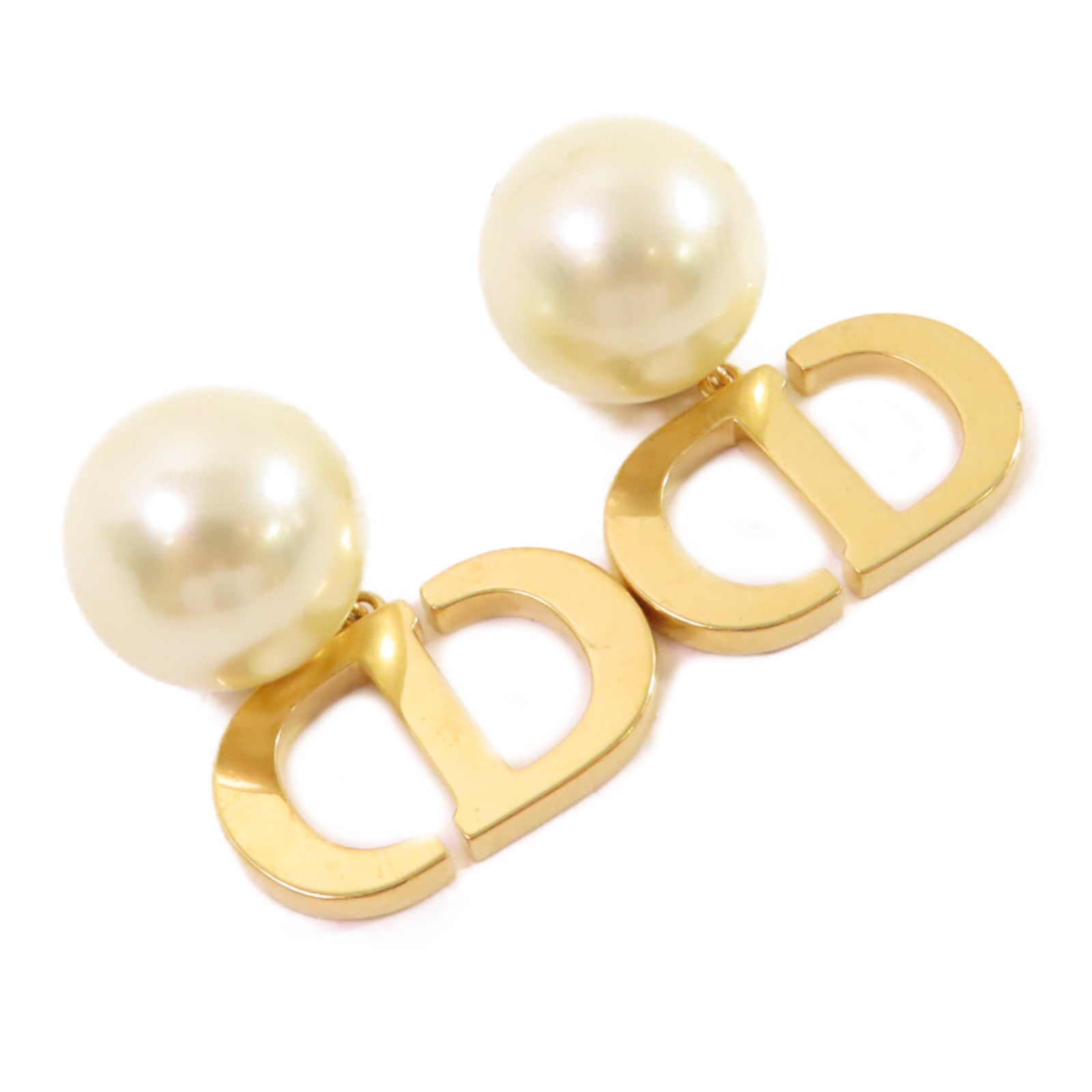 Dior 仿珍珠/金屬CD Earrings耳環珍珠色/黑色