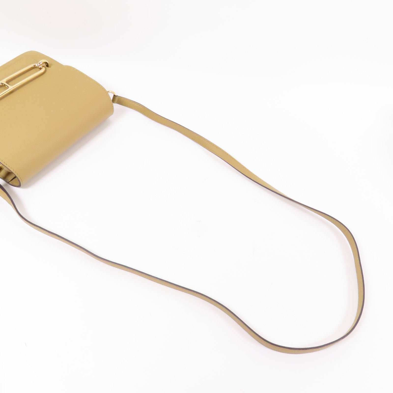 HERMES Evercolor皮革Roulis Mini金扣肩背袋Poussiere
