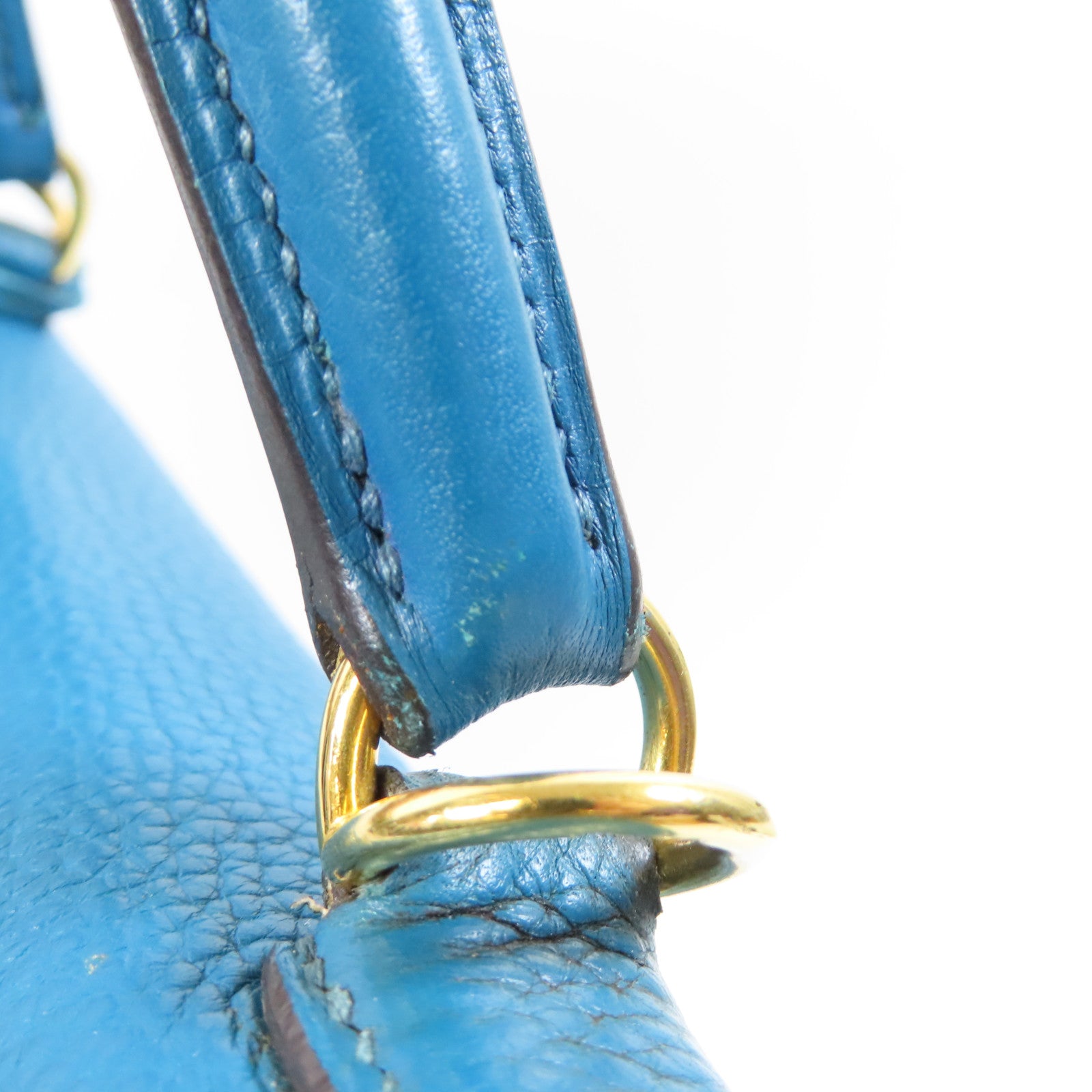 HERMES Togo皮革Kelly 28金扣手挽肩背兩用袋藍色