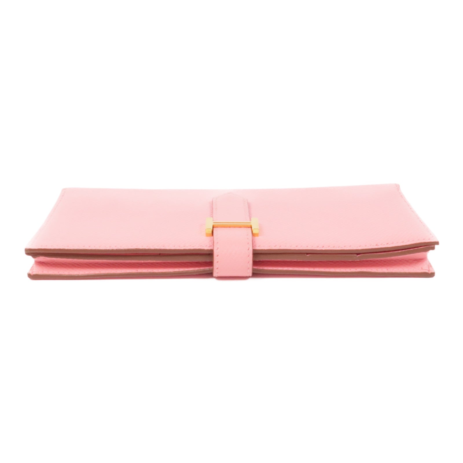 HERMES Epsom皮革Bearn Wallet金扣長錢包Pink