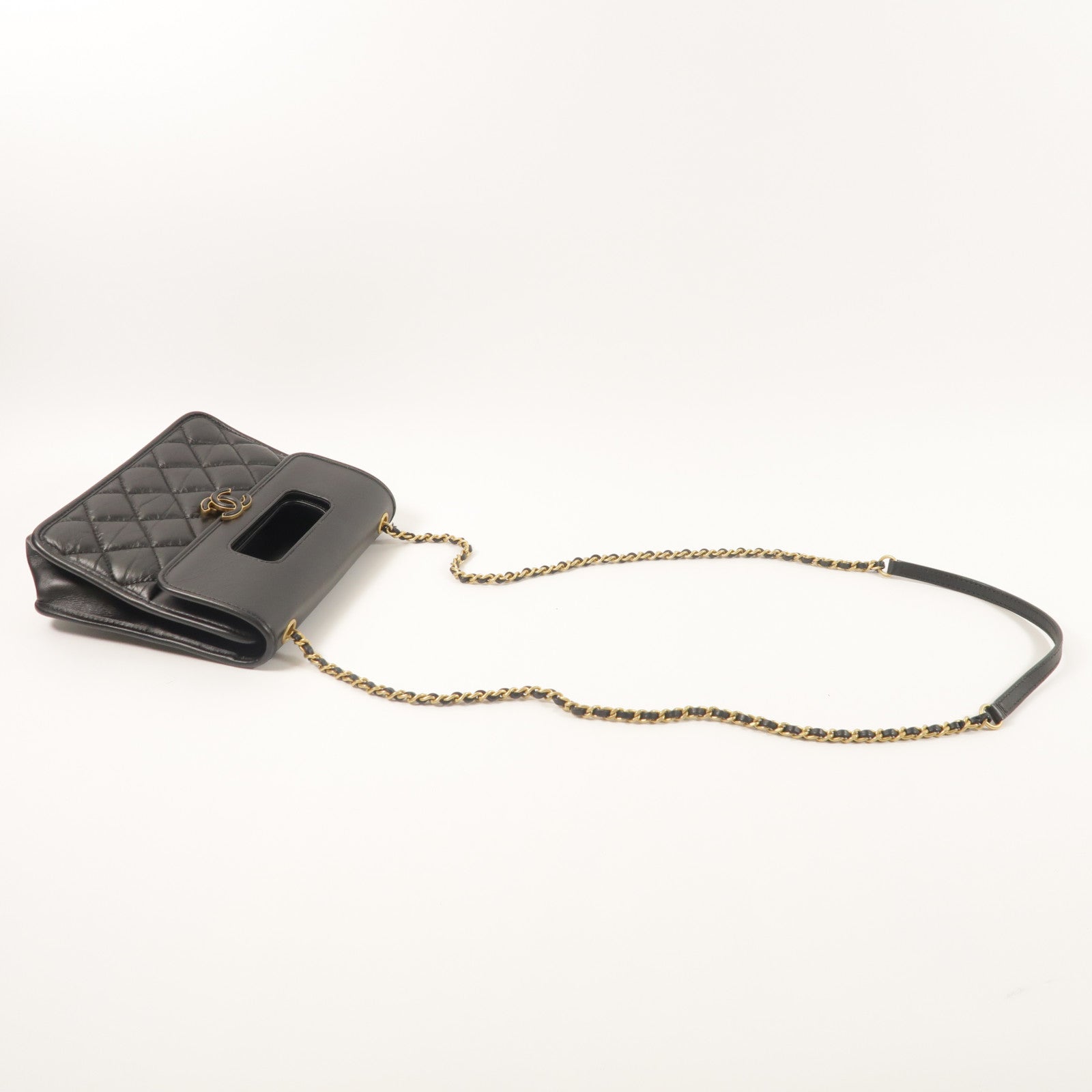 CHANEL 牛皮皮革Mini Flap手挽肩背兩用袋
