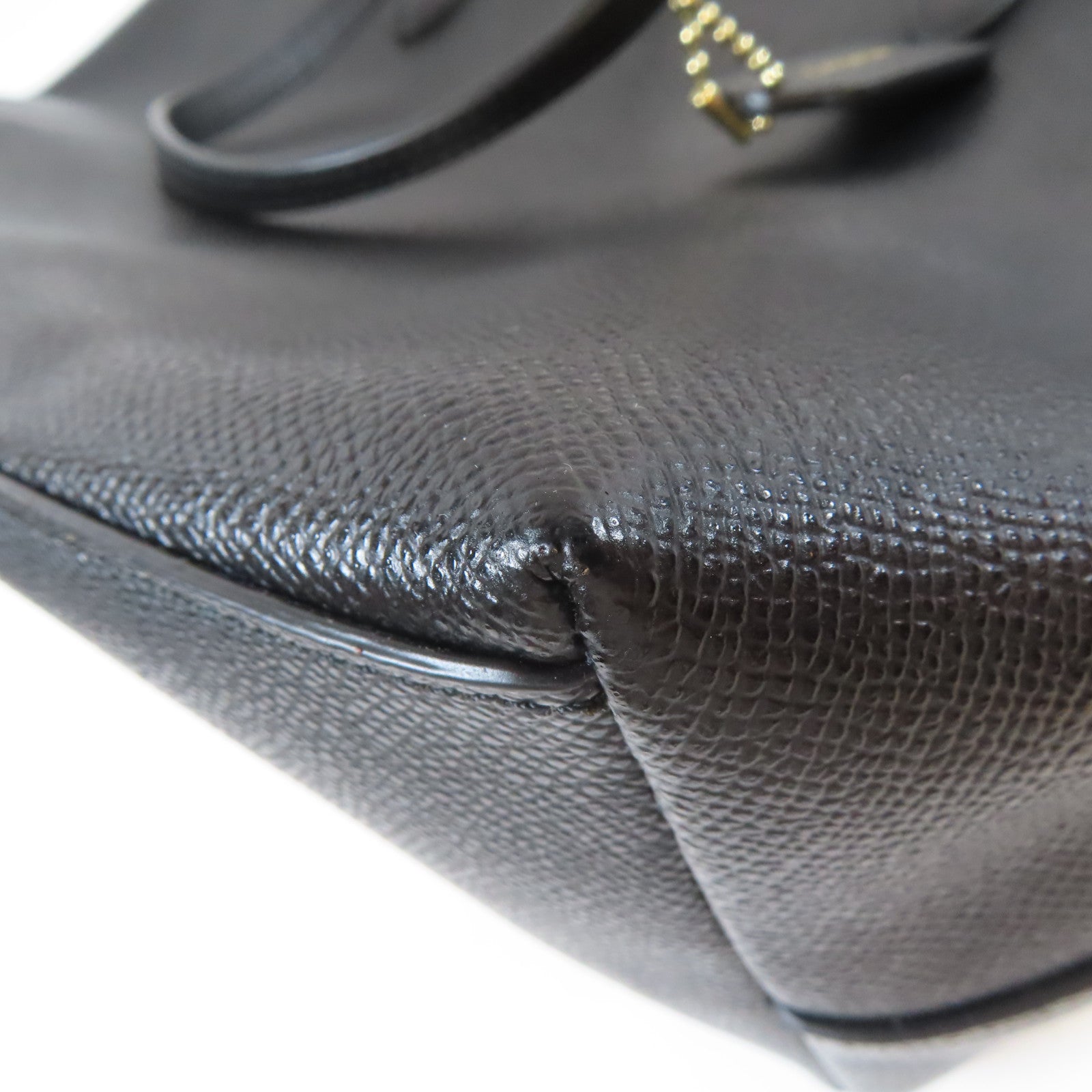 COACH 牛皮皮革Tote Bag金扣手挽袋黑色