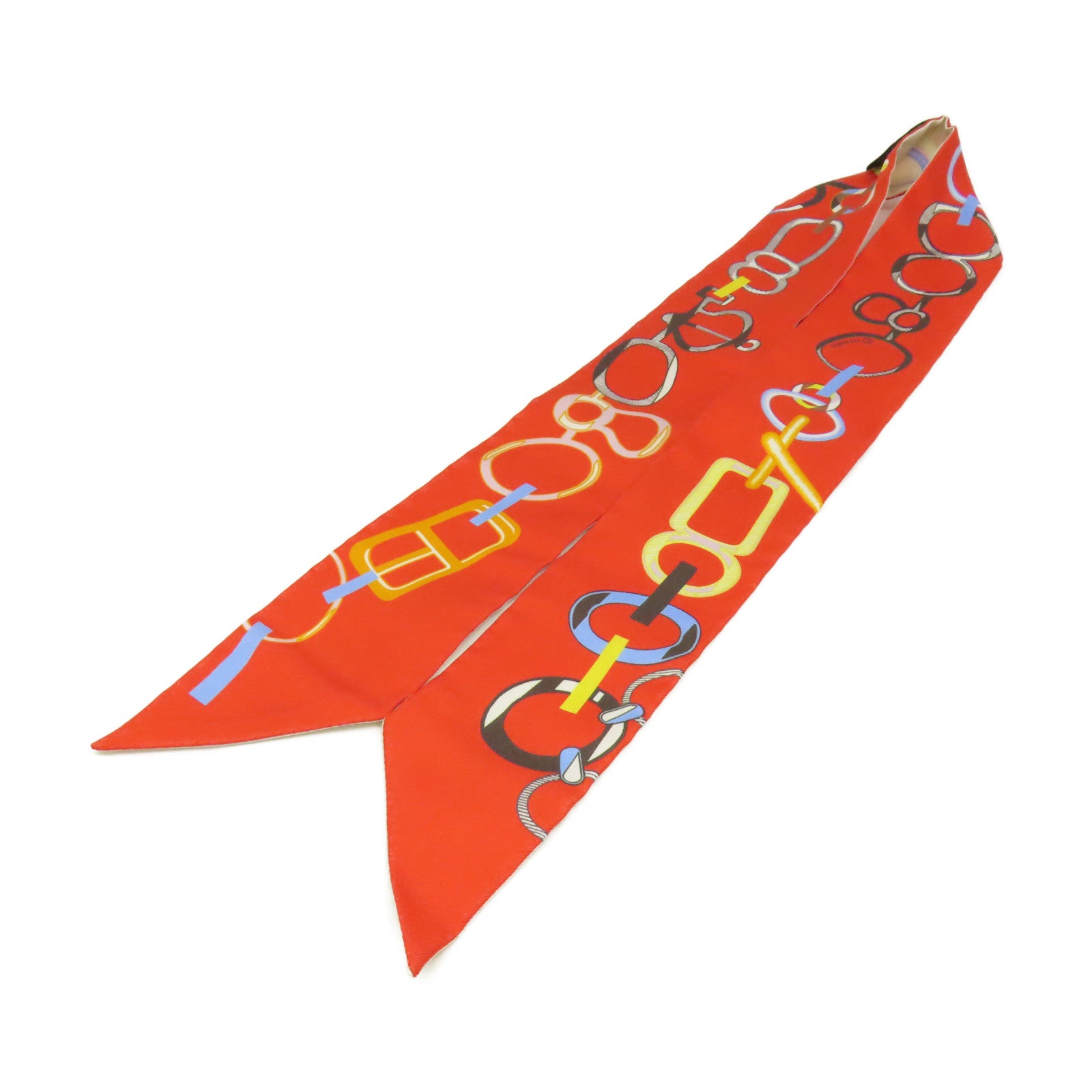 HERMES 【激減優惠】絲質Twilly Scarf絲巾橙色/杏色/彩色