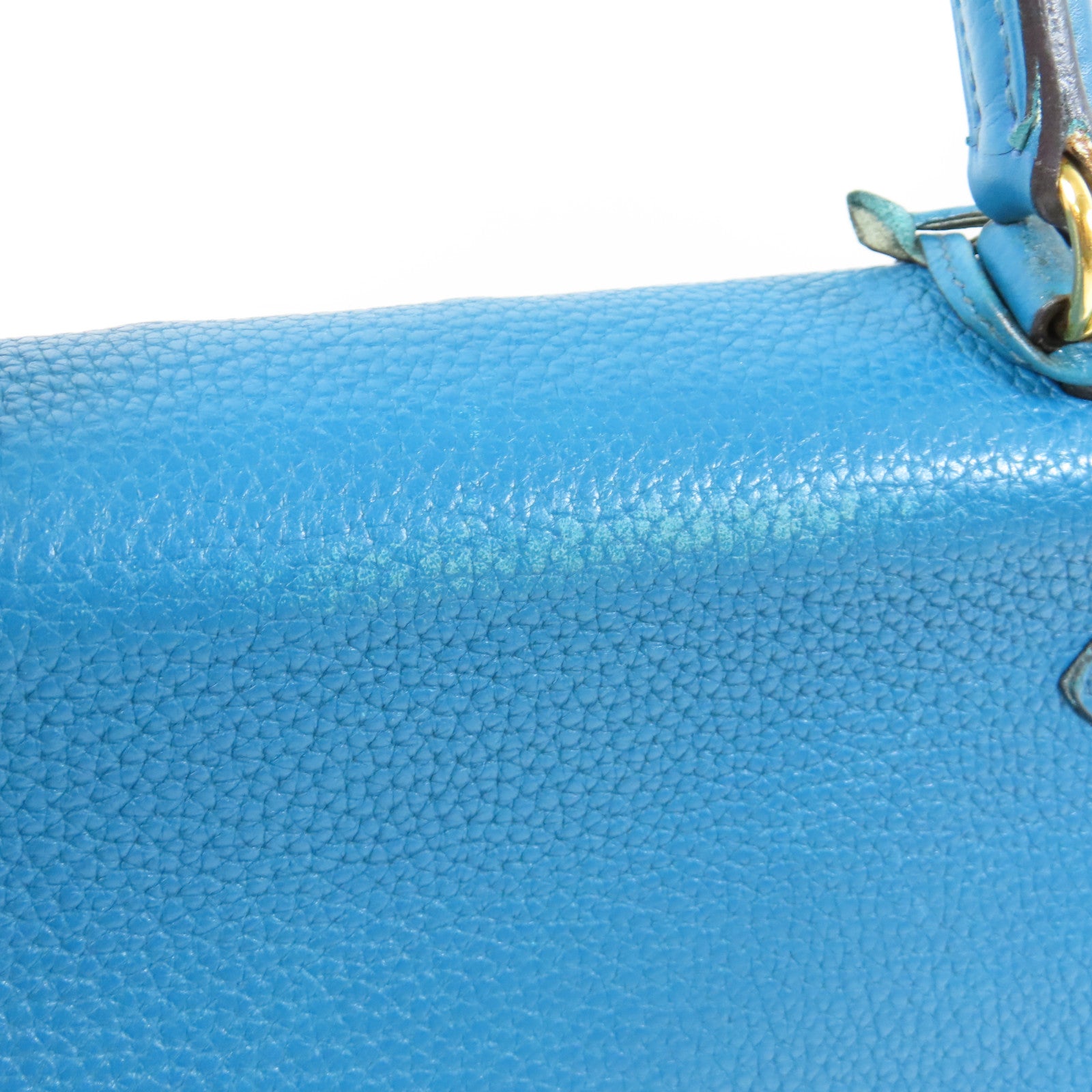 HERMES Togo皮革Kelly 28金扣手挽肩背兩用袋藍色