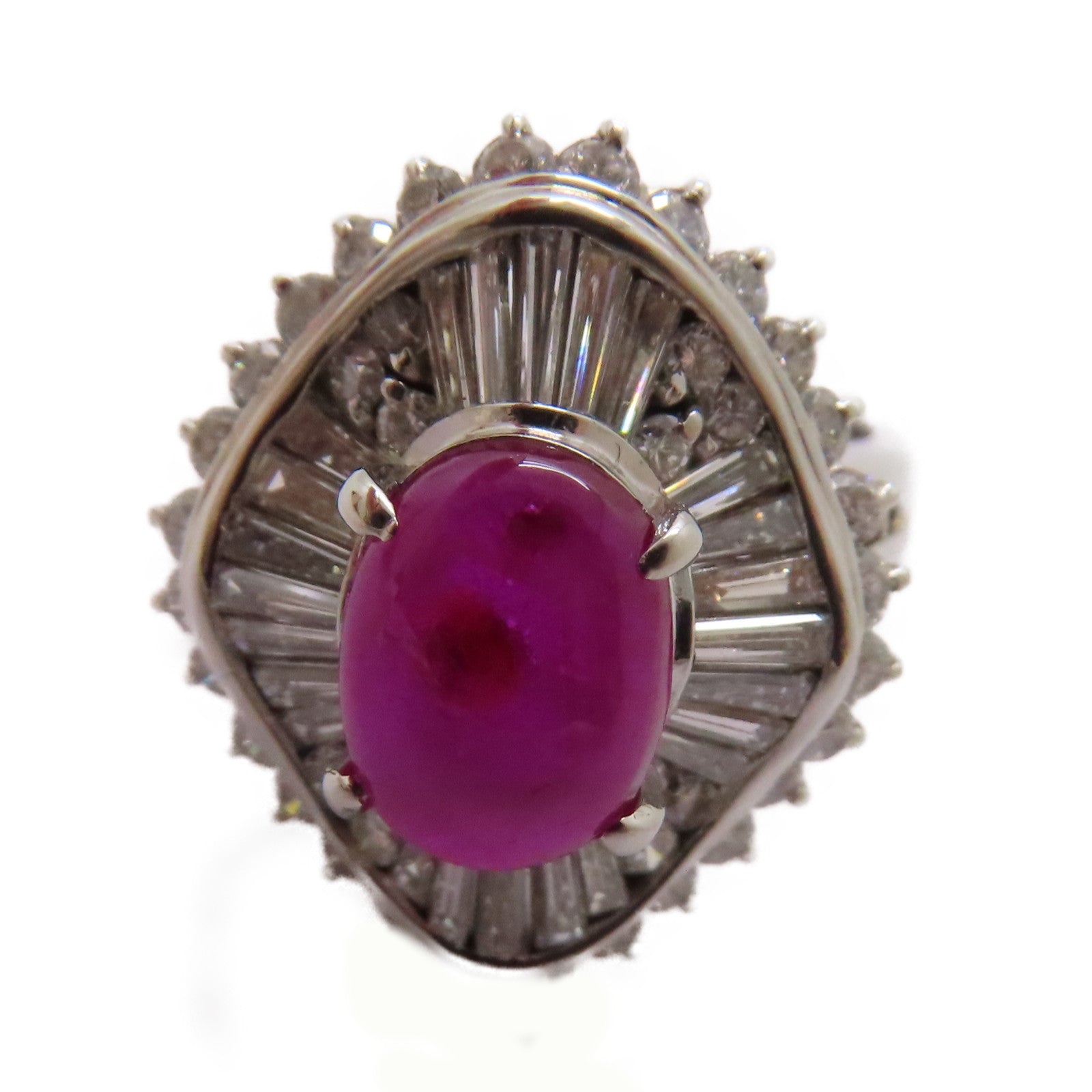 JEWELRY PT900鉑金Star Ruby/Diamond Ring 2.08ct星光紅寶石/1.42ct鑽石戒指US#6