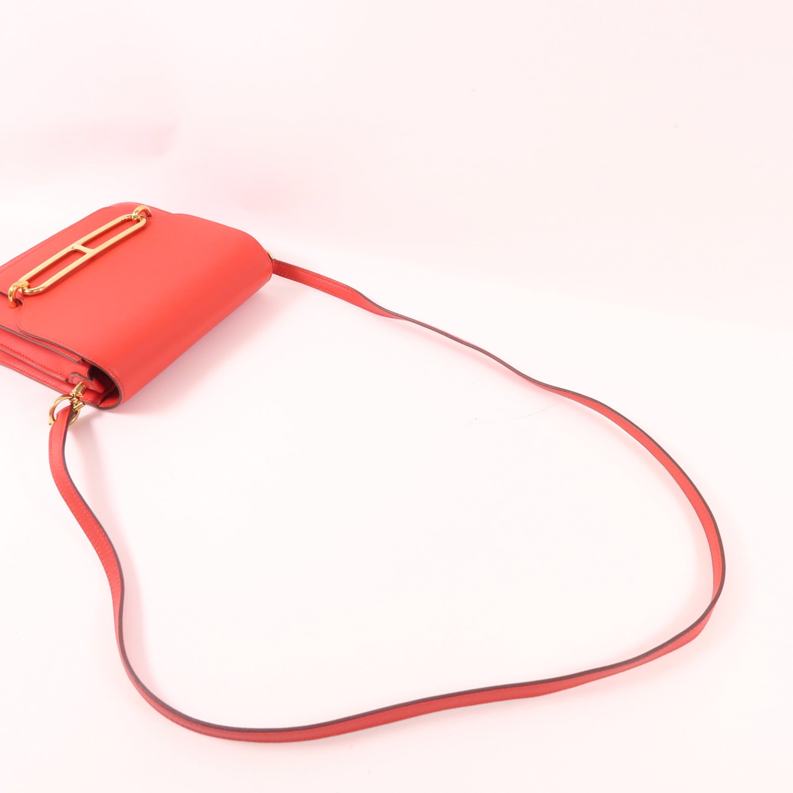 HERMES Evercolor皮革Mini Roulis金扣肩背袋S3 Rouge De Coeur