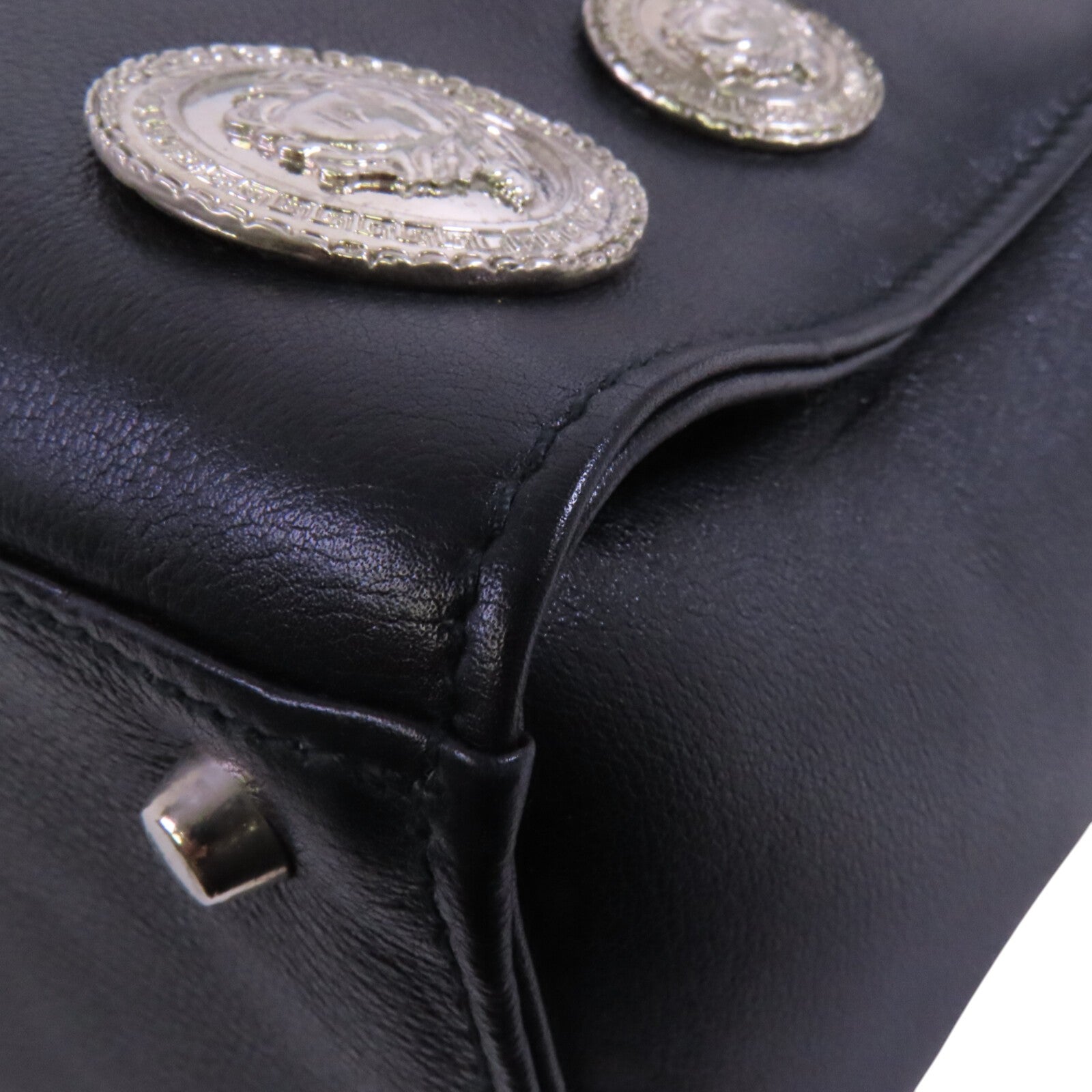 VERSACE 牛皮皮革Shoulder Bag銀扣肩背袋
