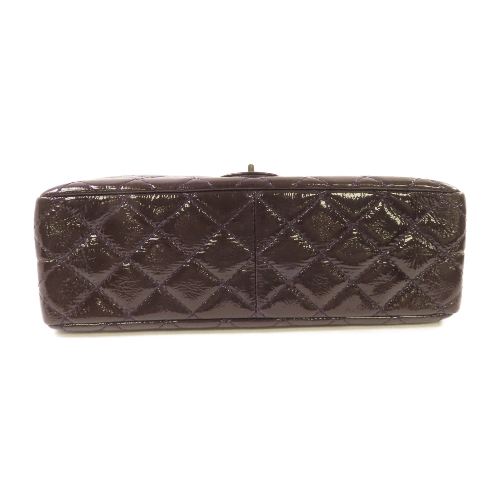CHANEL 【激減優惠】菱格漆皮皮革2.55 Chain Shoulder Bag銀扣鏈帶肩背袋紫色