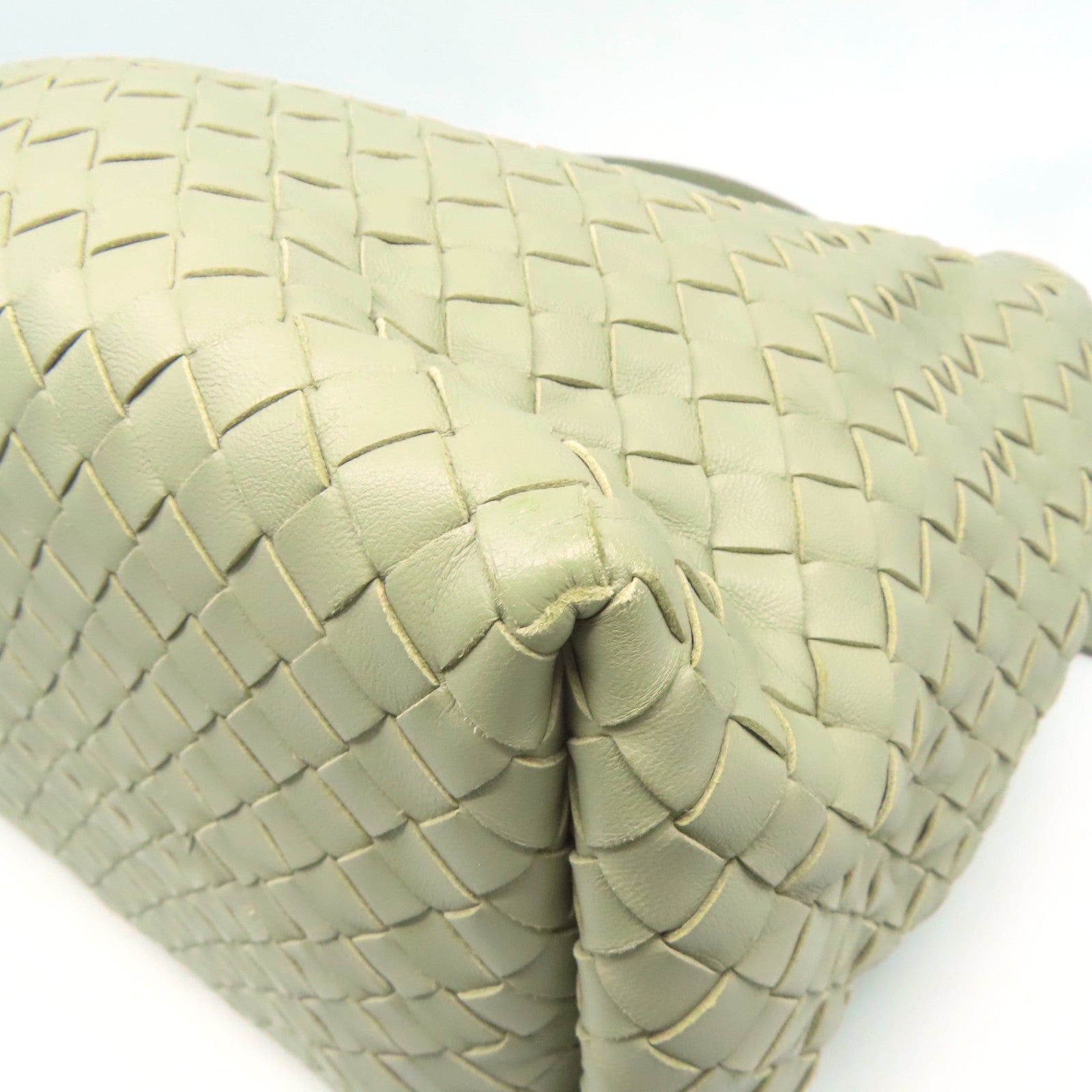 BOTTEGA VENETA 【激減優惠】織紋皮革Shoulder Bag肩背袋灰綠色