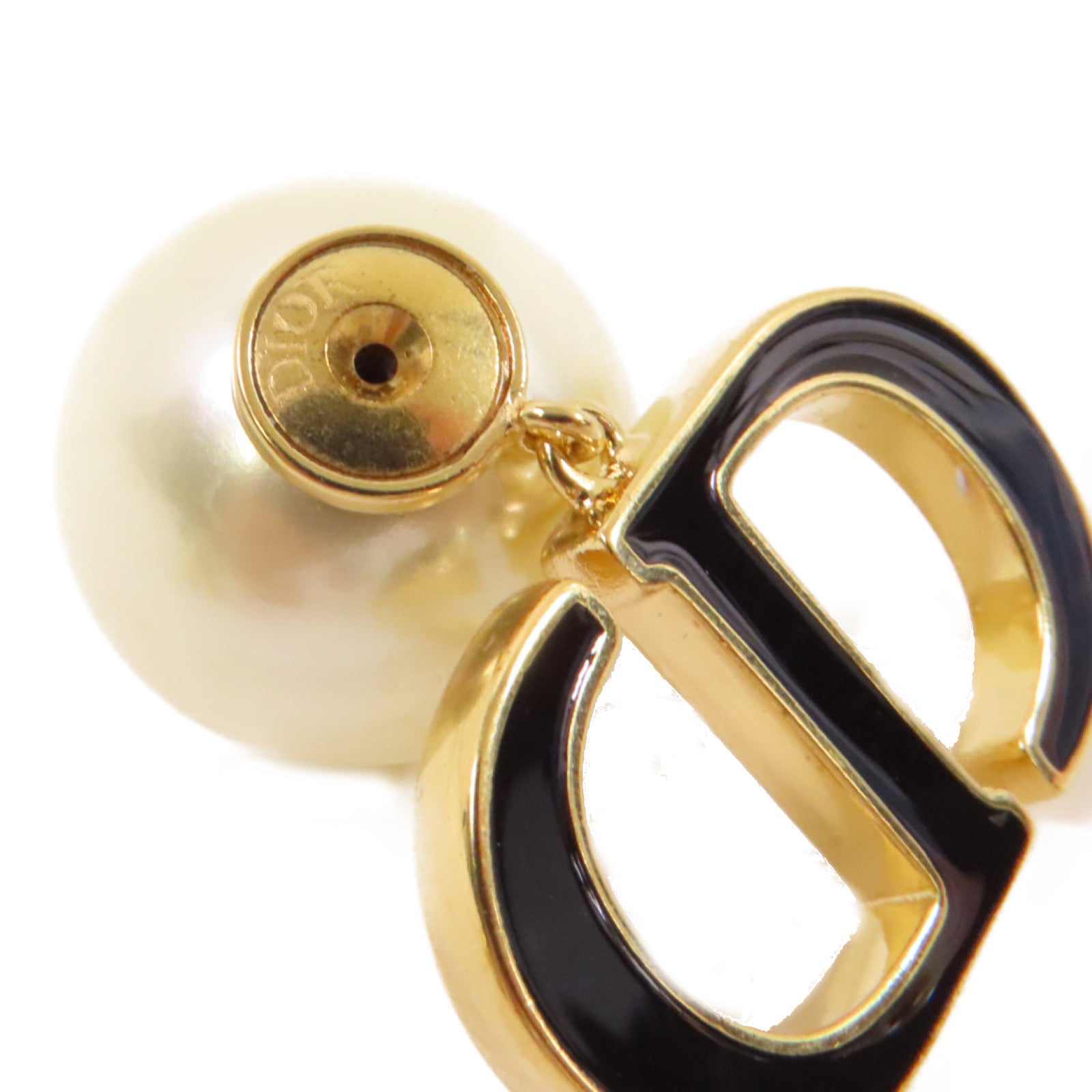 Dior 仿珍珠/金屬CD Earrings耳環珍珠色/黑色