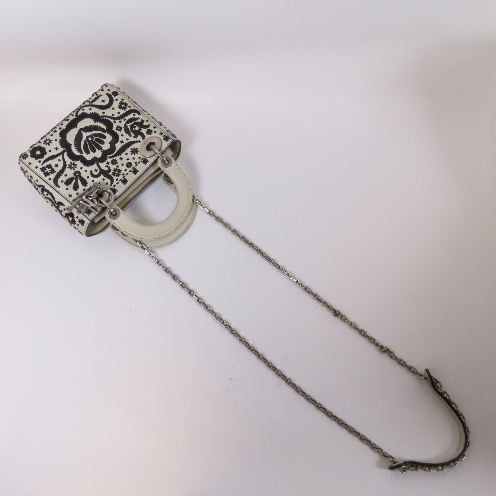 Dior 【激減優惠】皮革2 Way Shoulder銀扣手挽肩背兩用袋白色