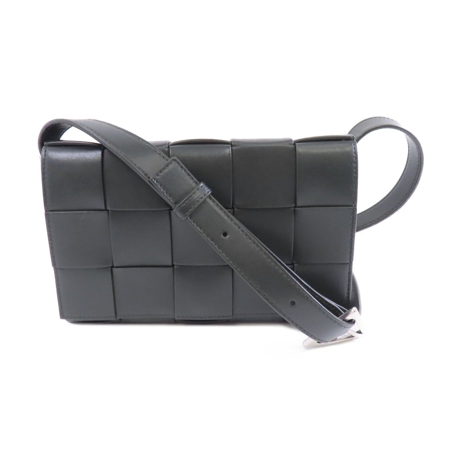 BOTTEGA VENETA 牛皮皮革Shoulder Bag銀扣肩背袋黑色