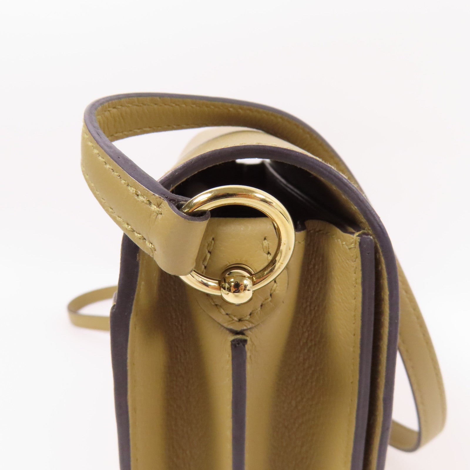 HERMES Evercolor皮革Roulis Mini金扣肩背袋Poussiere