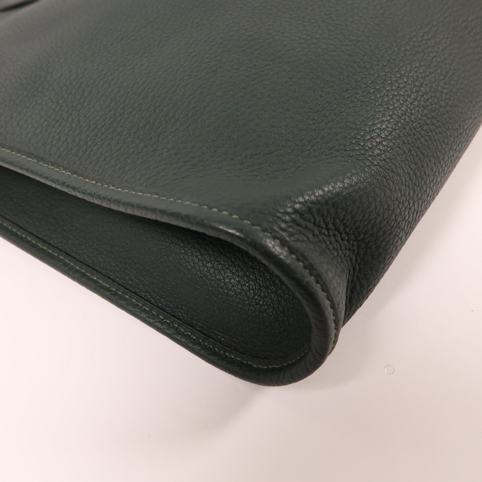 HERMES Clemence皮革Cabas金扣肩背袋綠色
