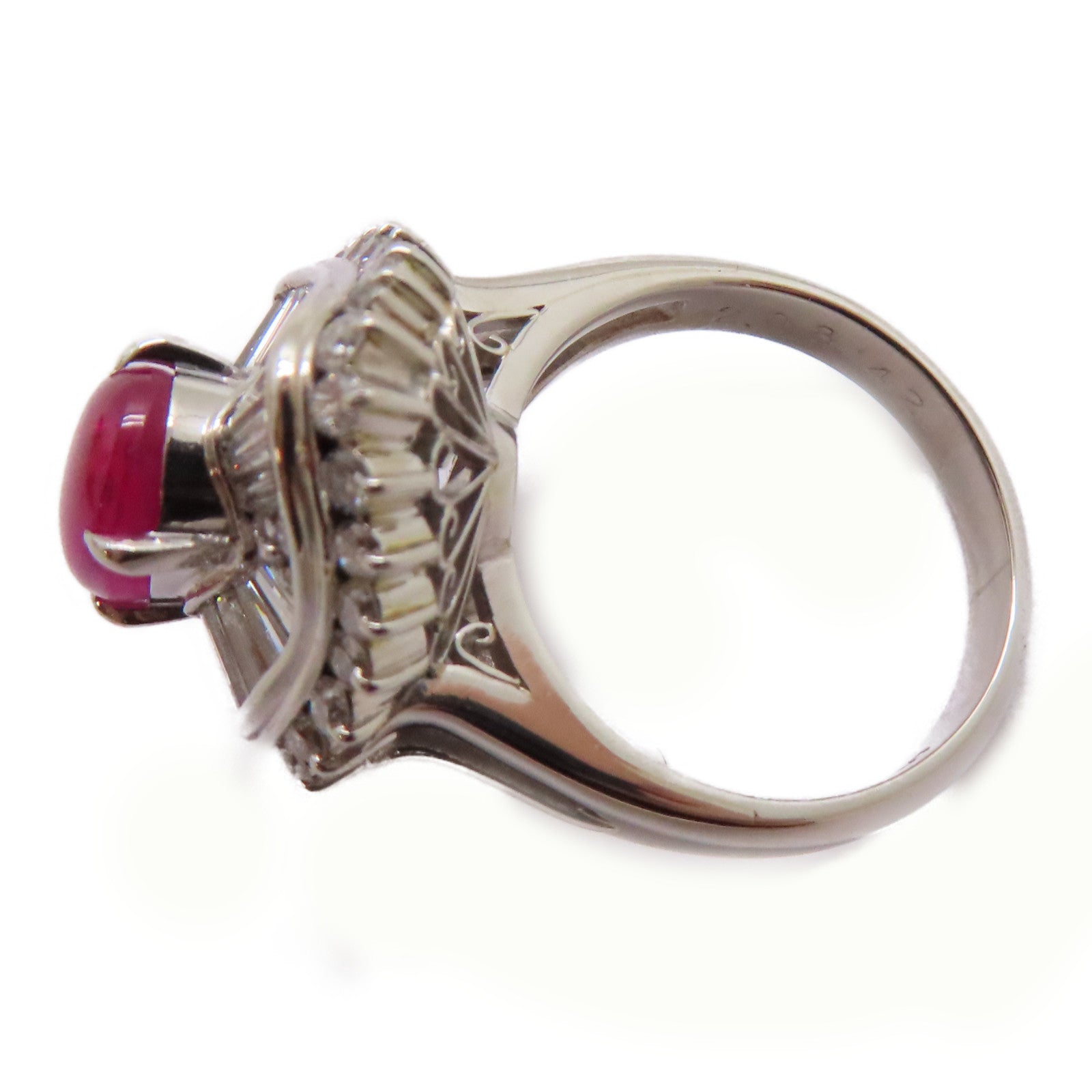 JEWELRY PT900鉑金Star Ruby/Diamond Ring 2.08ct星光紅寶石/1.42ct鑽石戒指US#6