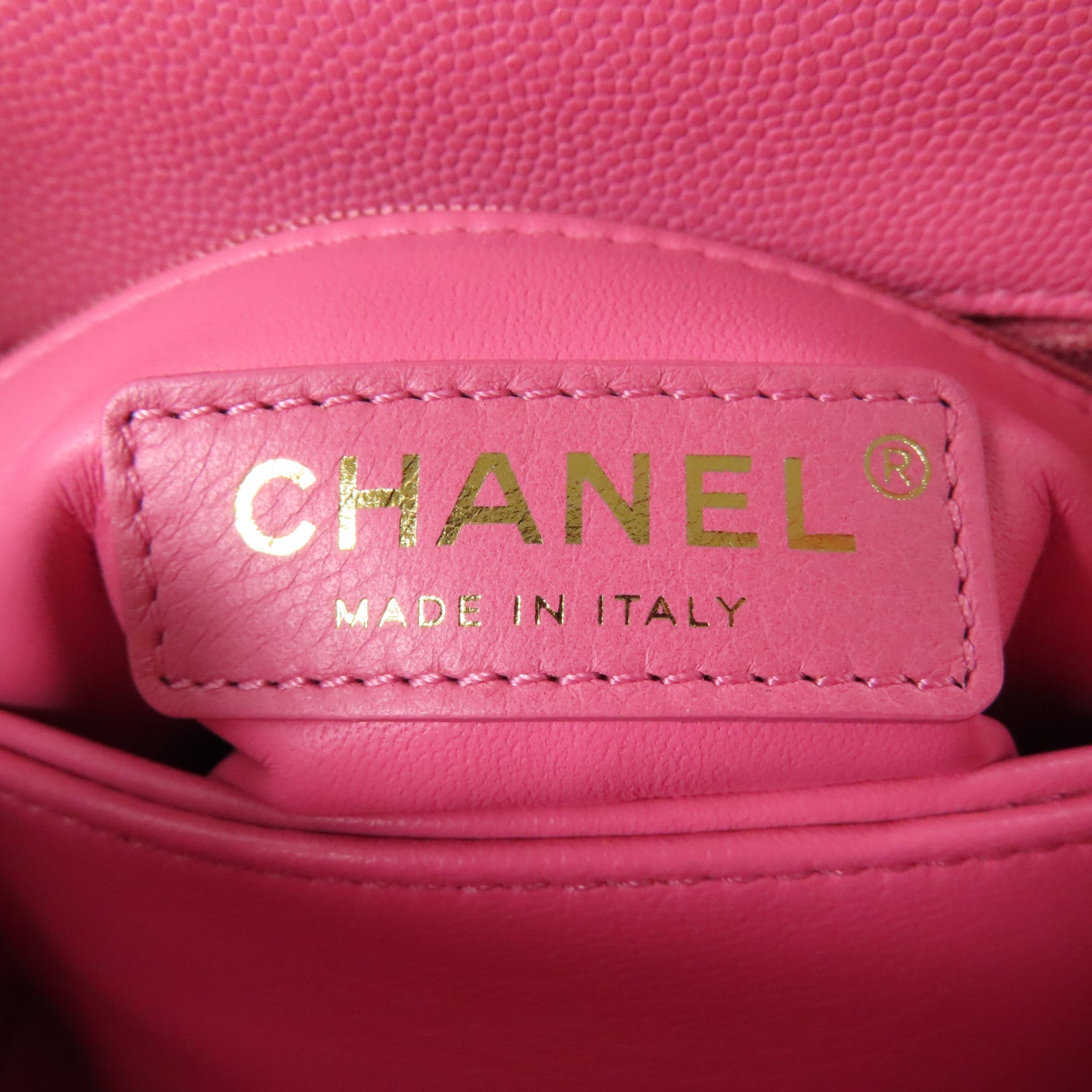 CHANEL 牛皮皮革Mini Coco Handle金扣鏈帶手挽肩背兩用袋
