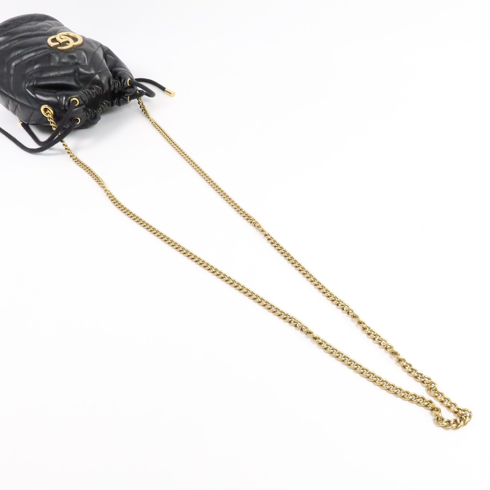 GUCCI 牛皮皮革GG Marmont Mini Bucket Bag鏈帶肩背袋