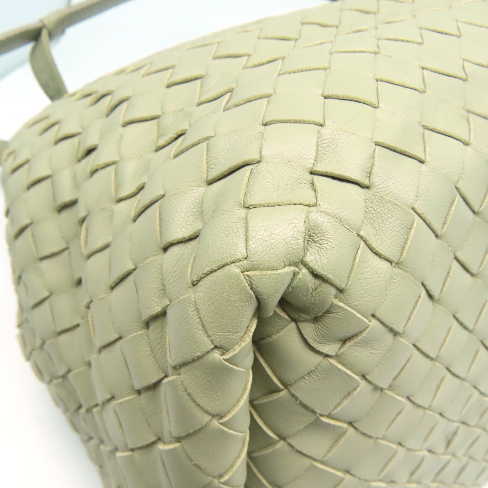 BOTTEGA VENETA 【激減優惠】織紋皮革Shoulder Bag肩背袋灰綠色
