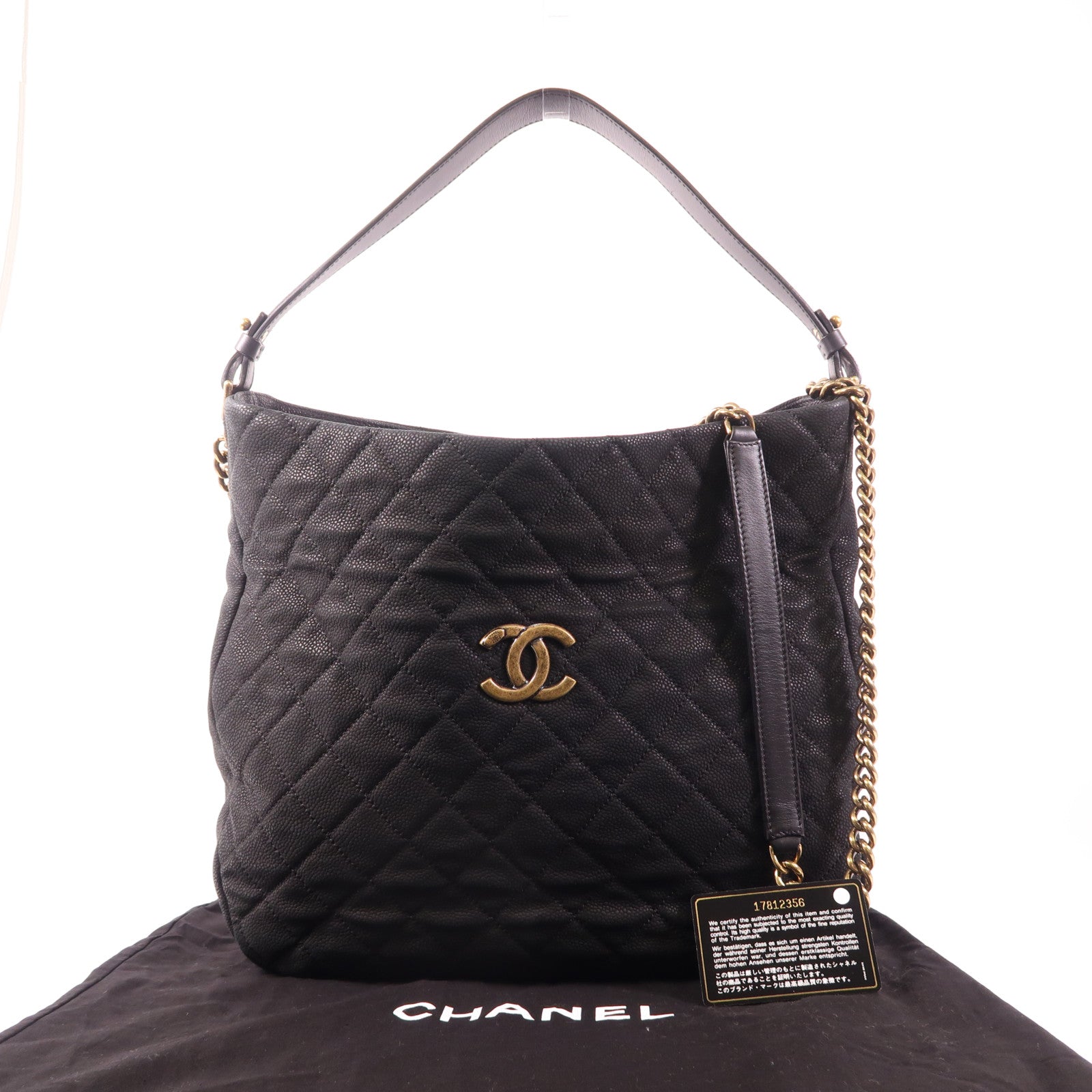 CHANEL 牛皮皮革Shoulder Bag金扣手挽肩背兩用袋