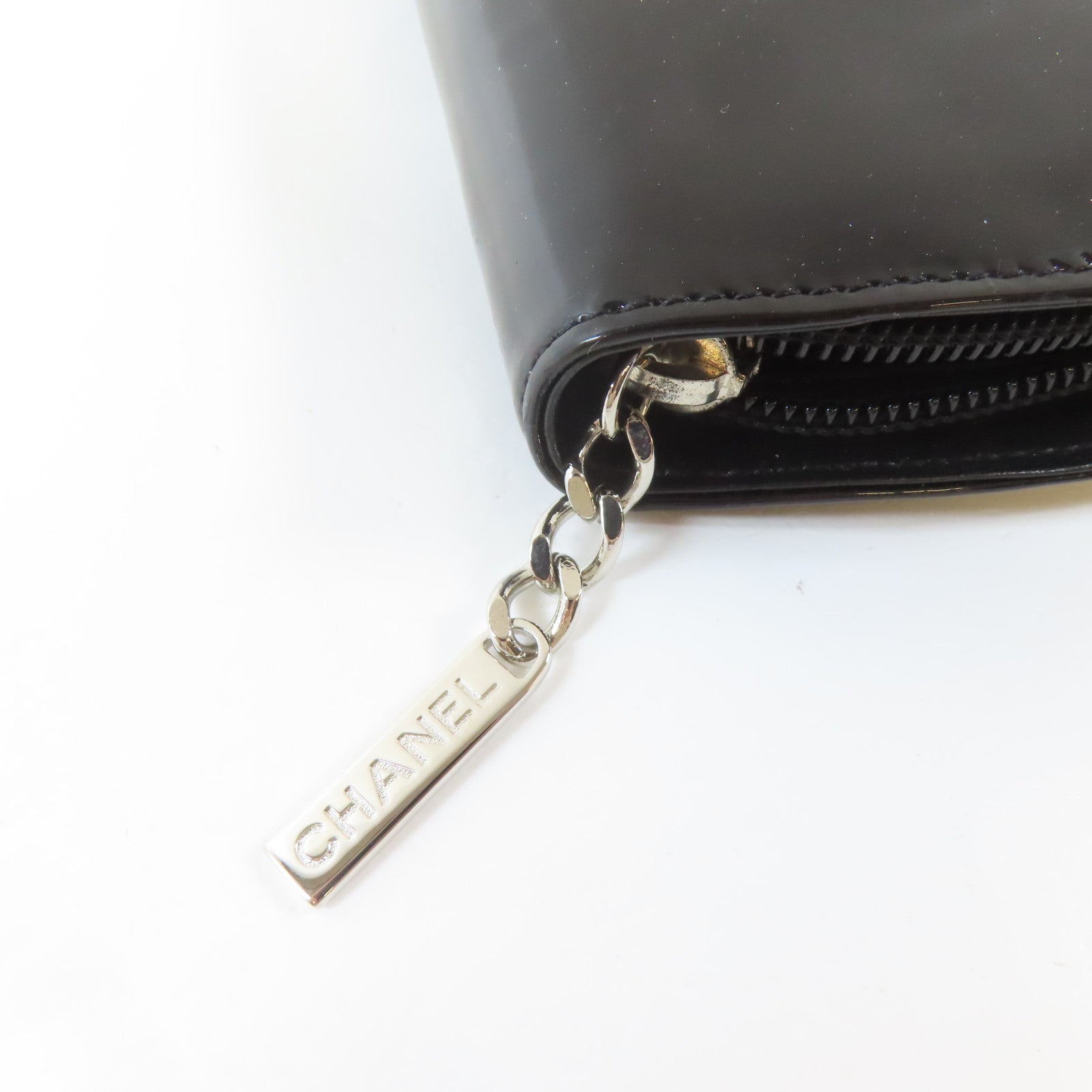 CHANEL 【激減優惠】漆皮皮革Long Wallet銀扣長錢包黑色