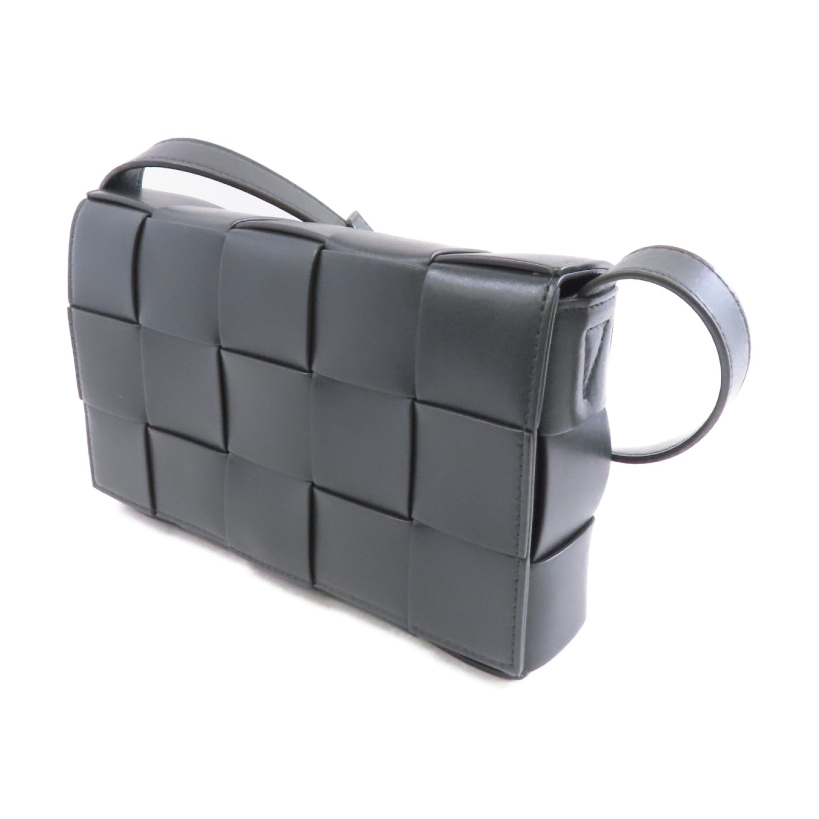 BOTTEGA VENETA 牛皮皮革Shoulder Bag銀扣肩背袋黑色