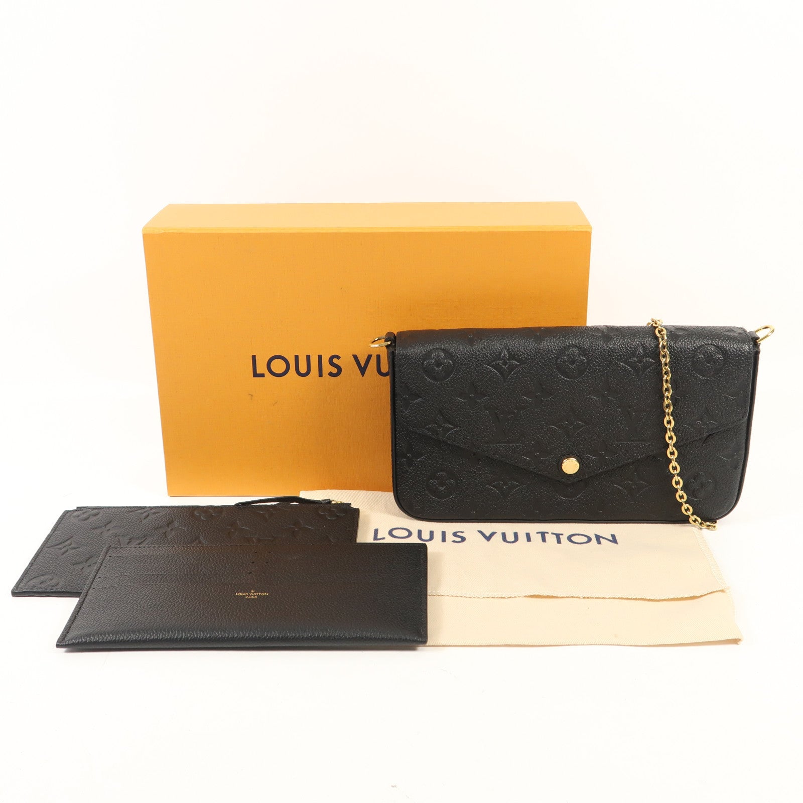 LOUIS VUITTON Monogram Empreinte Felicie Pochette 金扣鏈帶肩背袋