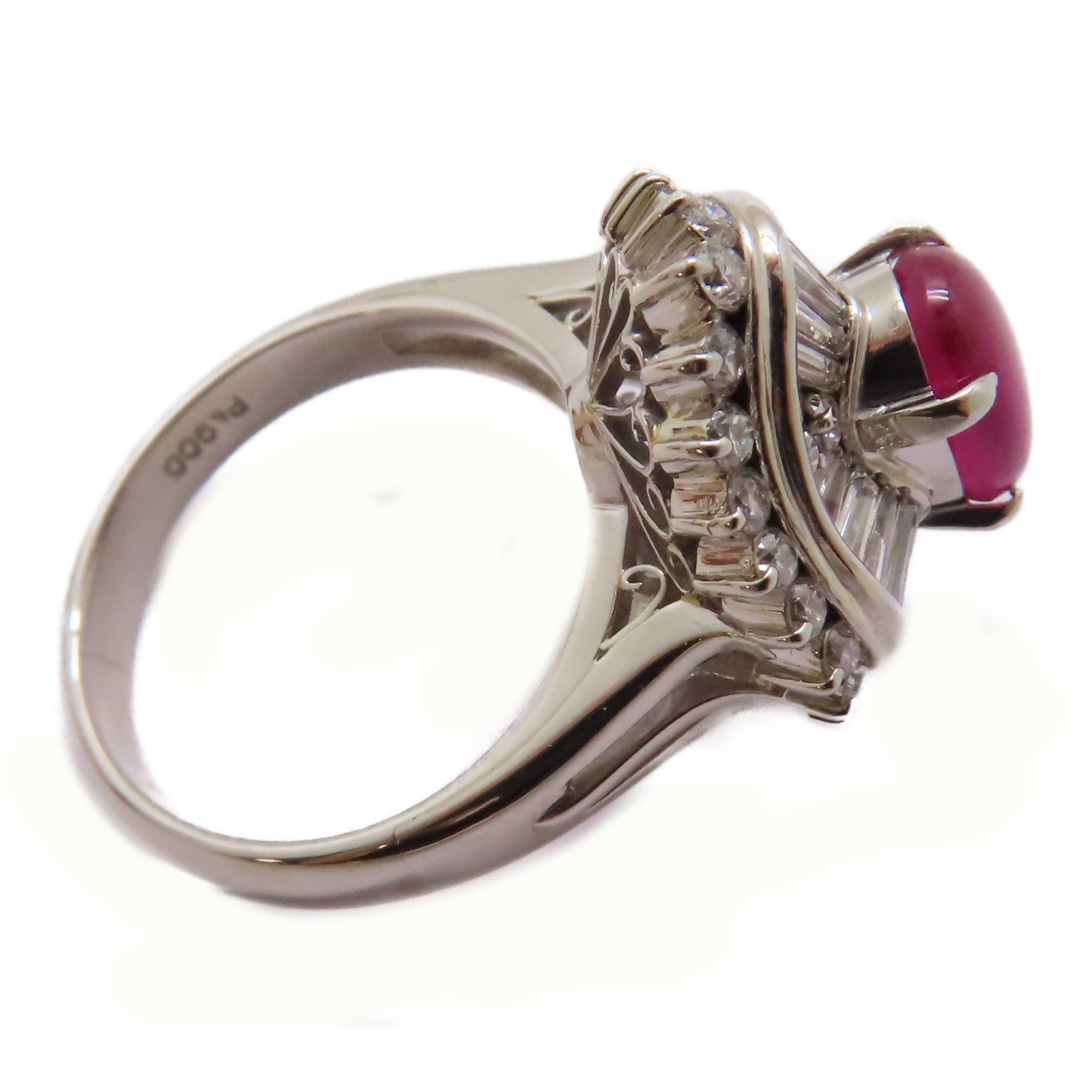 JEWELRY PT900鉑金Star Ruby/Diamond Ring 2.08ct星光紅寶石/1.42ct鑽石戒指US#6