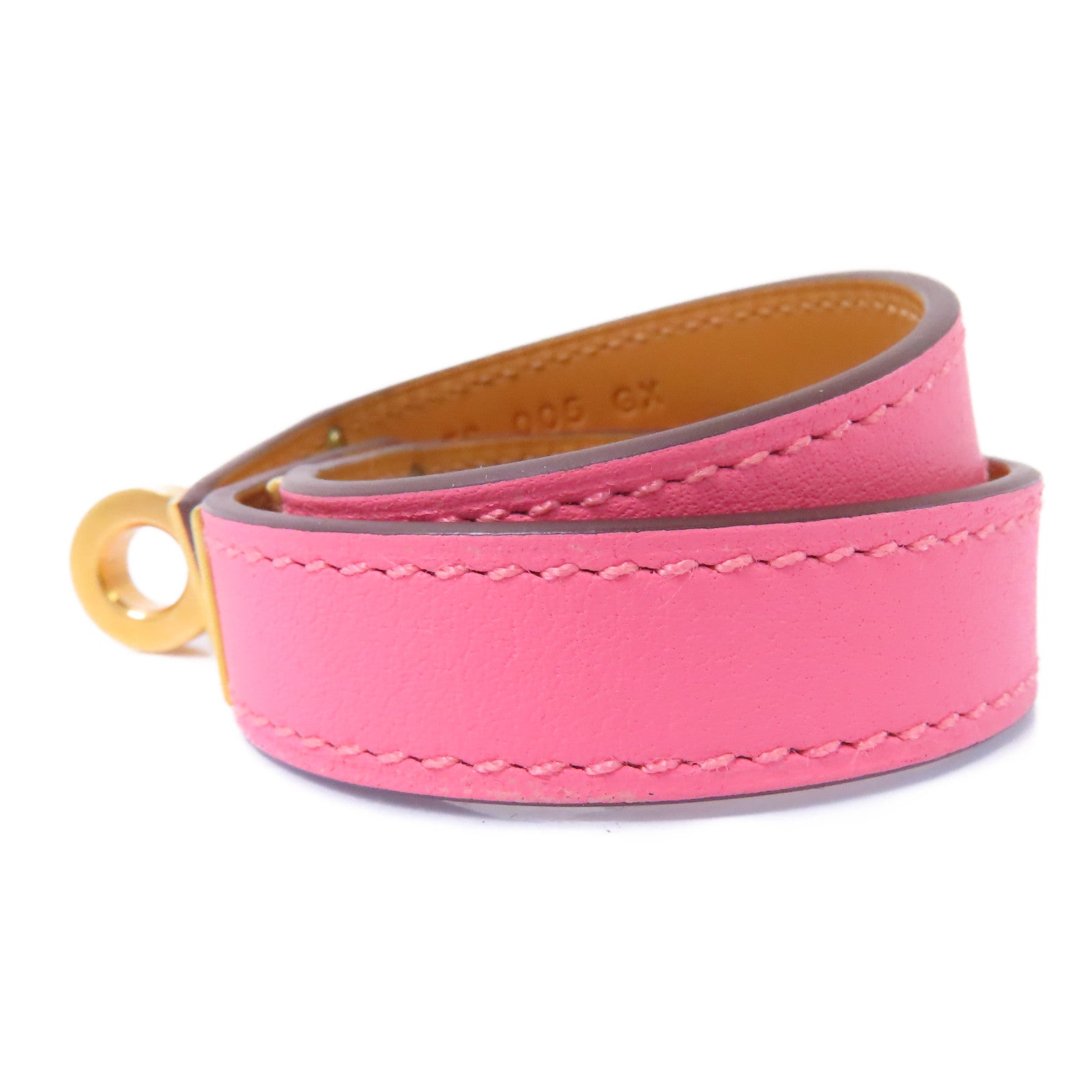 HERMES 【激減優惠】Swift皮革Double Tour Bracelet金扣手鐲粉紅色