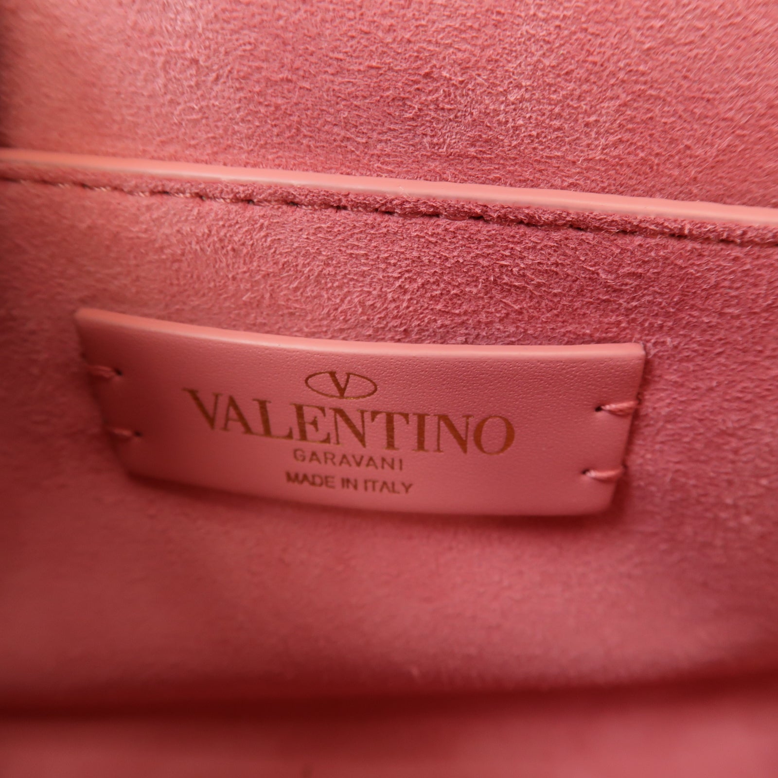 Valentino 【激減優惠】牛皮皮革Vlogo Type金扣肩背袋粉紅色