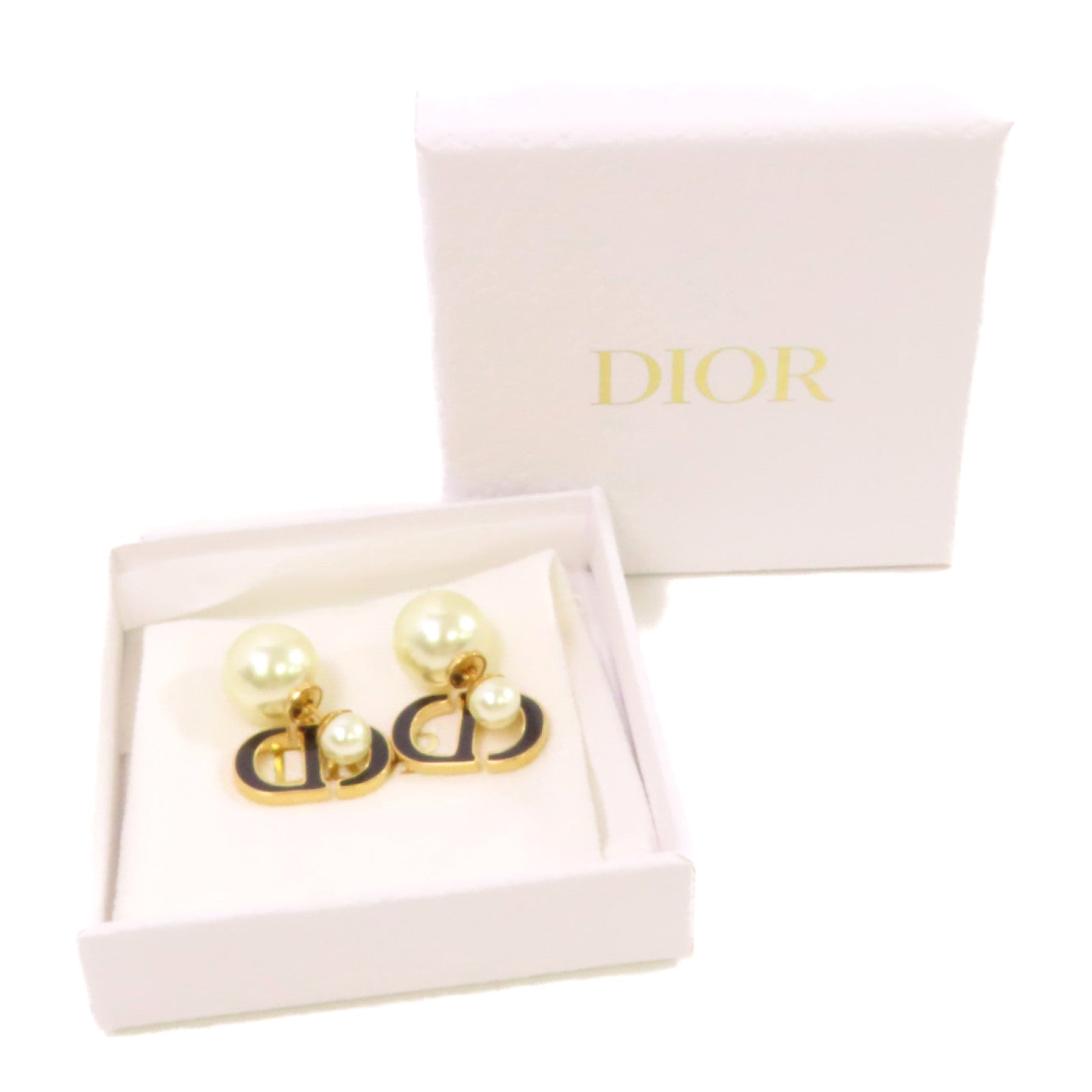 Dior 仿珍珠/金屬CD Earrings耳環珍珠色/黑色