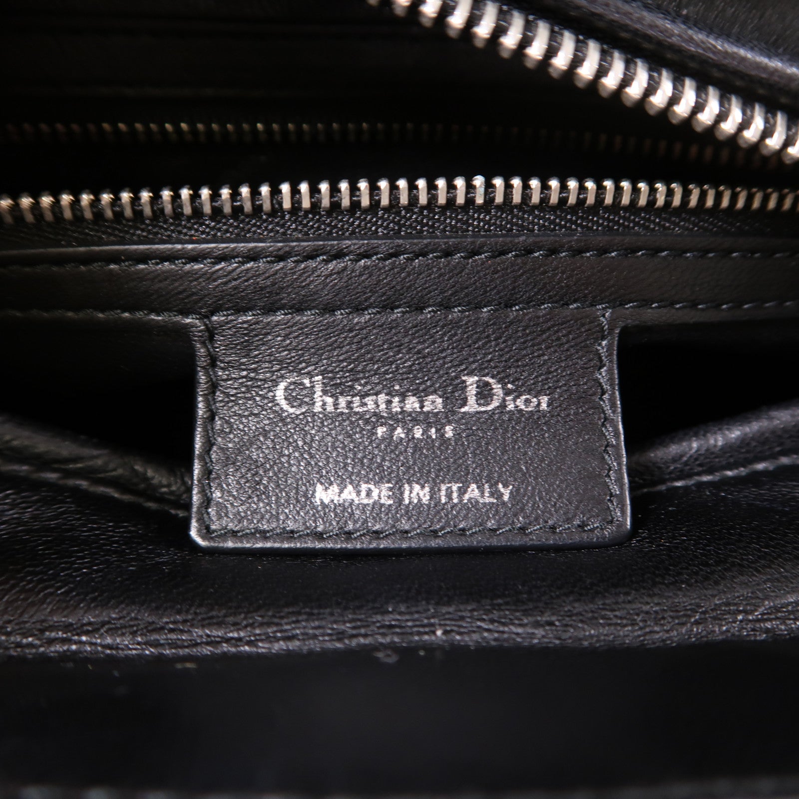 Dior 珠片/羊皮皮革Lady Dior Medium銀扣手挽肩背兩用袋