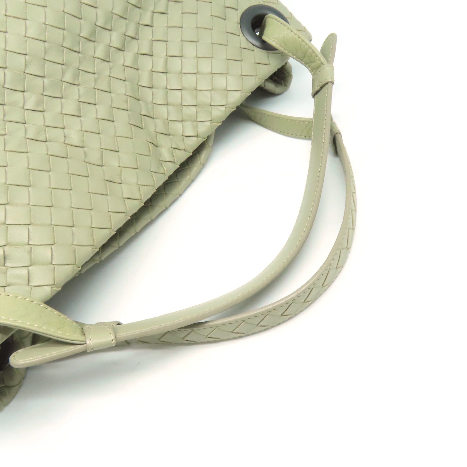 BOTTEGA VENETA 【激減優惠】織紋皮革Shoulder Bag肩背袋灰綠色