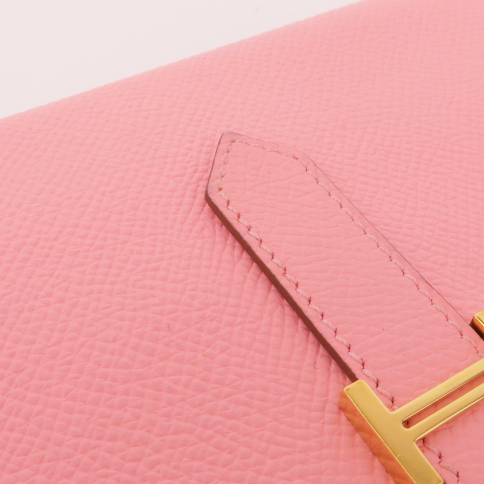 HERMES Epsom皮革Bearn Wallet金扣長錢包Pink