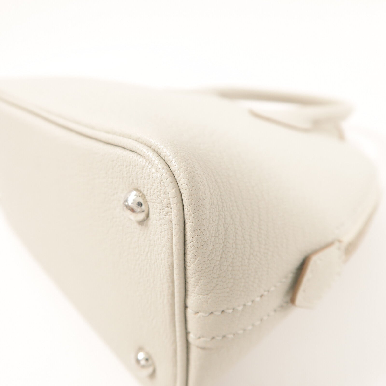 HERMES Chevre皮革Mini Bolide銀扣手挽肩背兩用袋Gris Perle