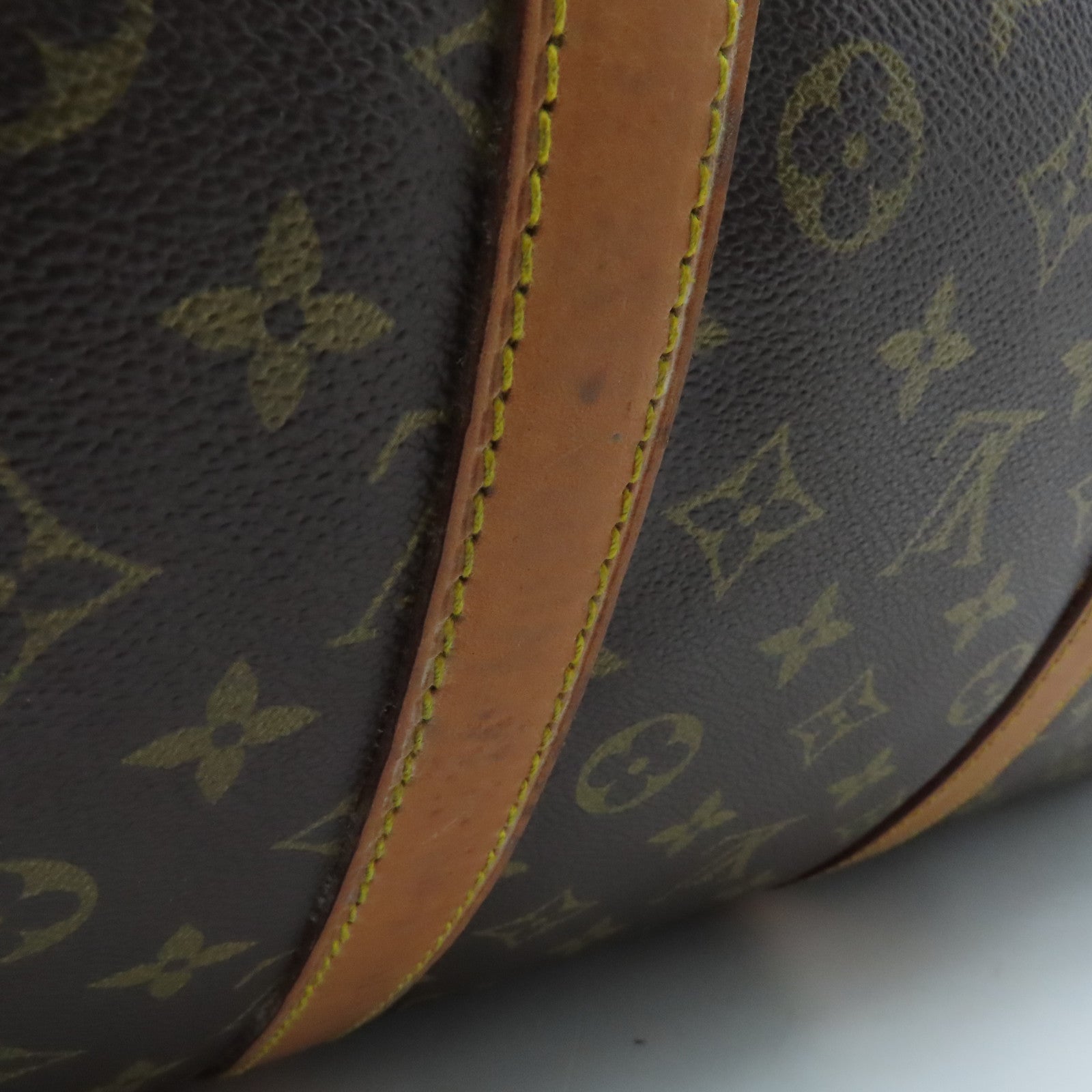 LOUIS VUITTON Monogram Keepall 55 Gold Buckle Travel Bag Brown