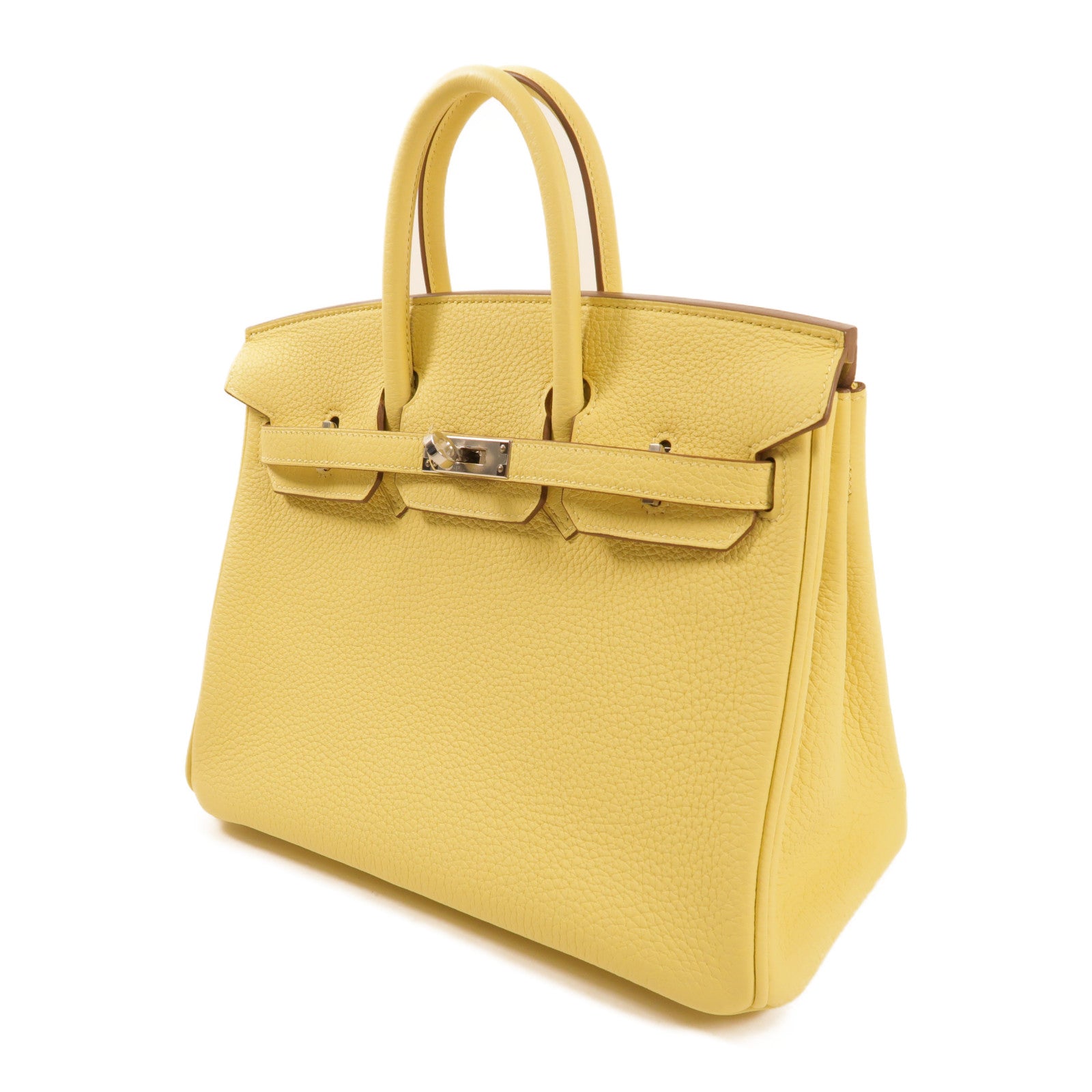 HERMES Togo皮革Birkin 25銀扣手挽袋Jaune Poussin
