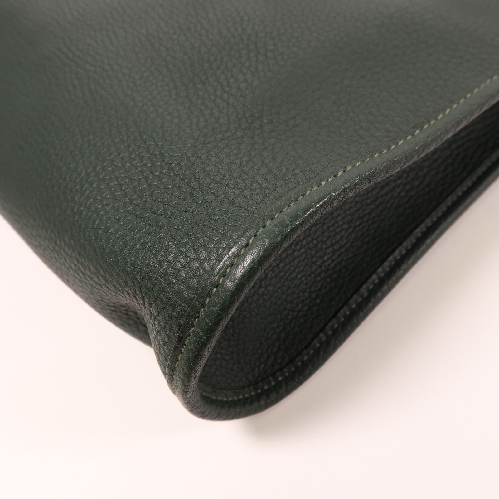 HERMES Clemence皮革Cabas金扣肩背袋綠色