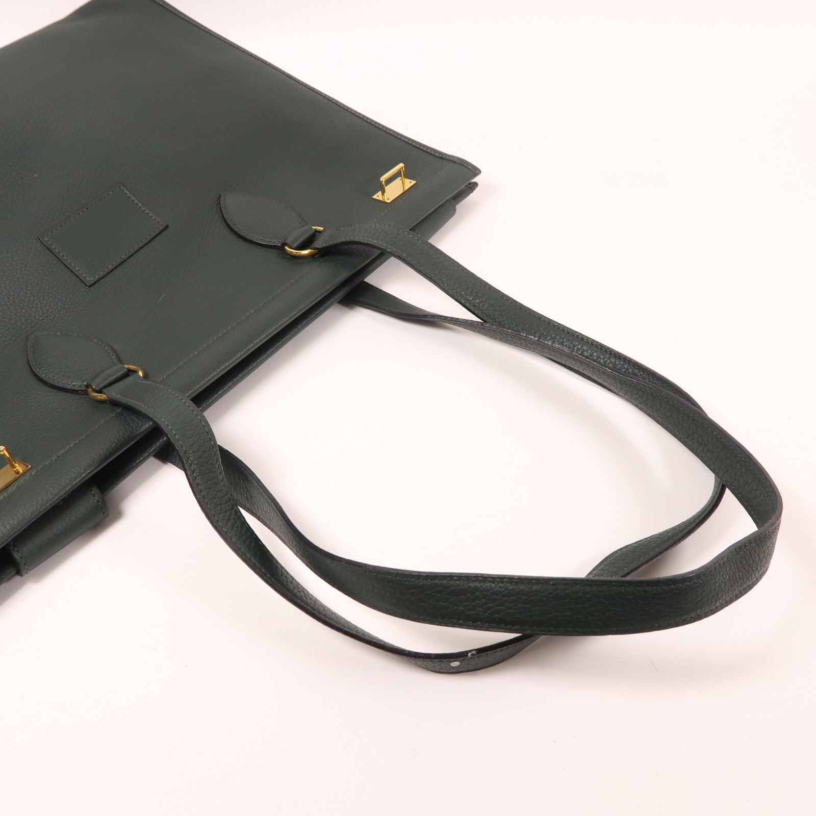 HERMES Clemence皮革Cabas金扣肩背袋綠色