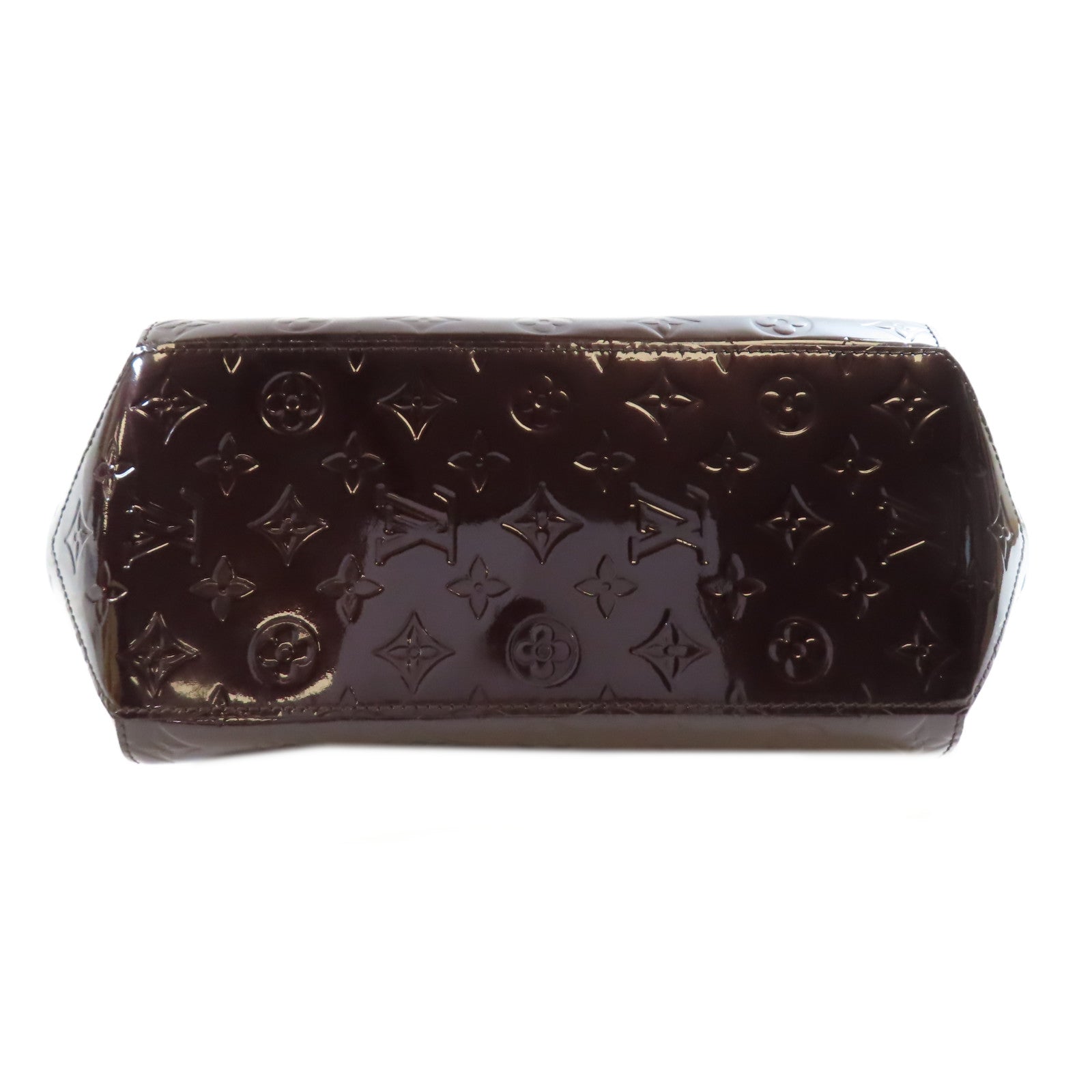 LOUIS VUITTON Monogram Vernis Sherwood PM金扣手挽袋酒紅色