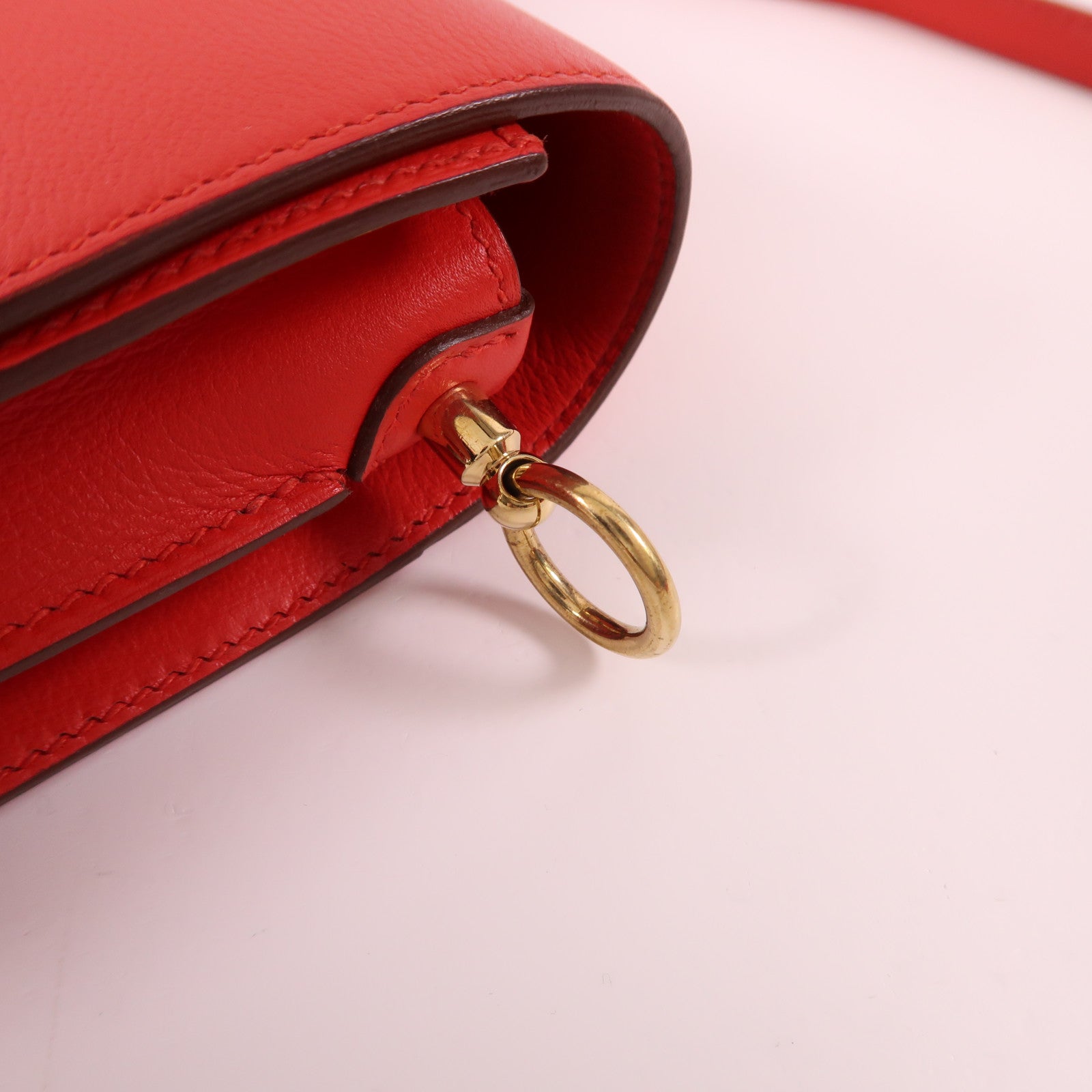 HERMES Evercolor皮革Mini Roulis金扣肩背袋S3 Rouge De Coeur
