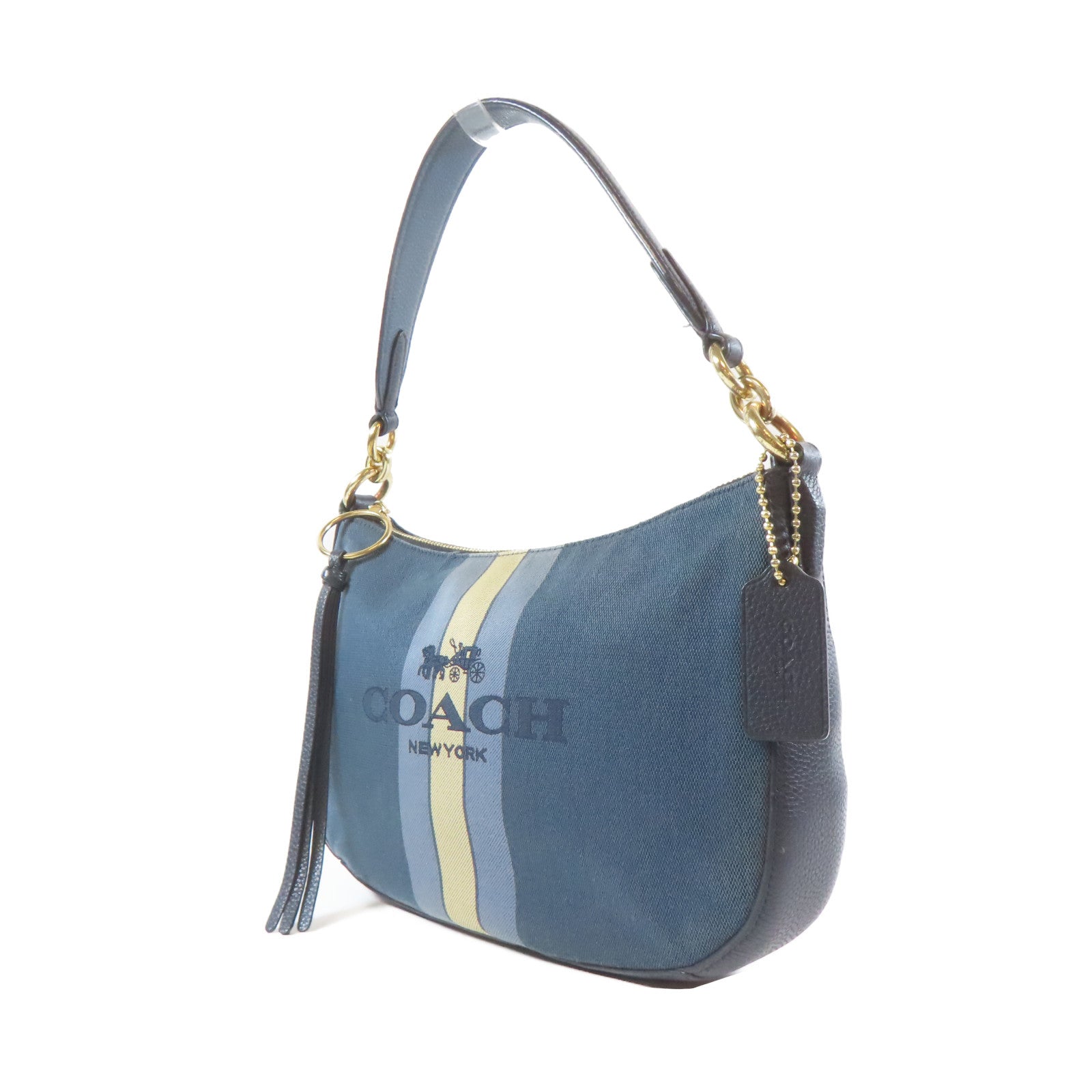 COACH 帆布2 Way Shoulder Bag金扣手挽肩背兩用袋藍色