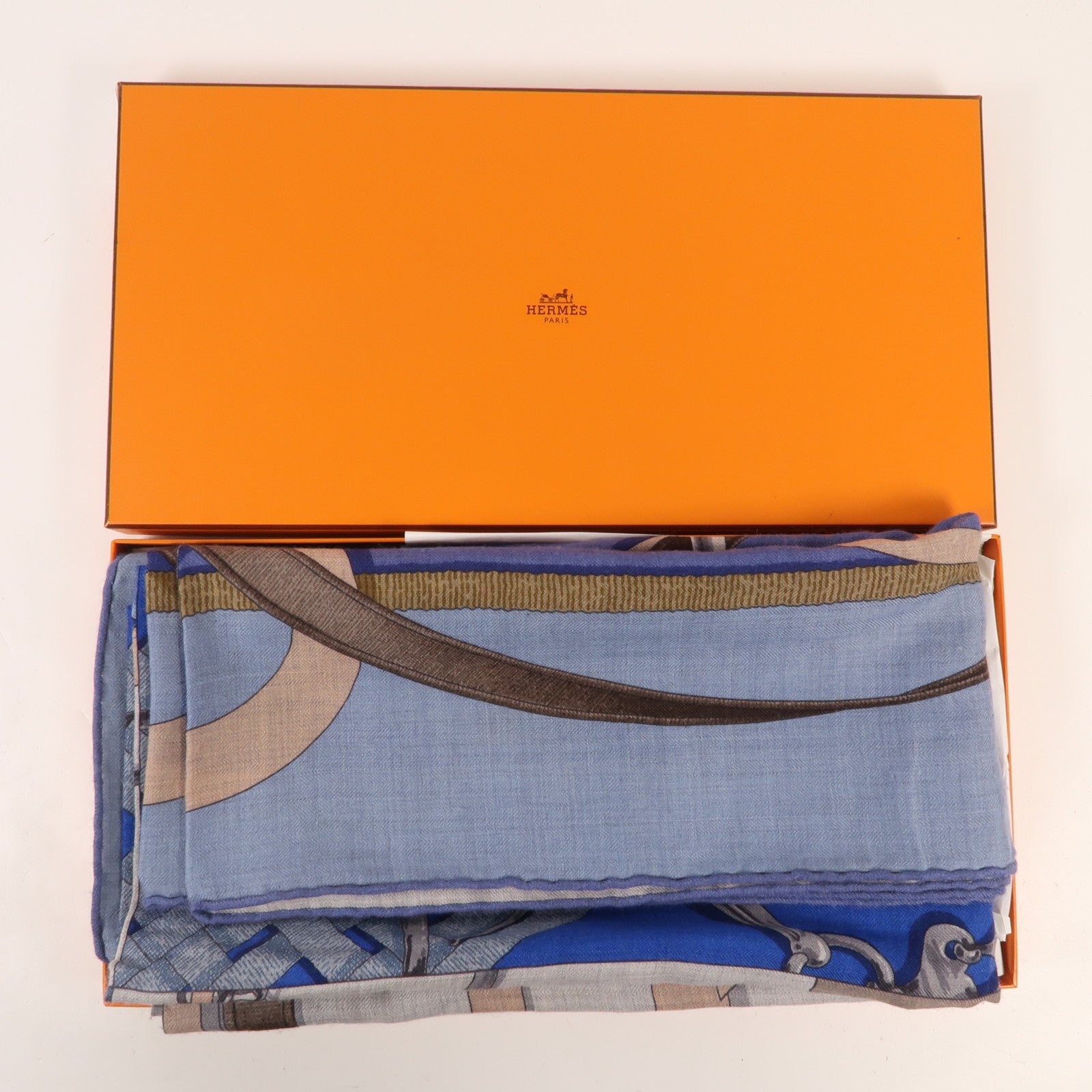HERMES 羊絨Scarf圍巾Blue