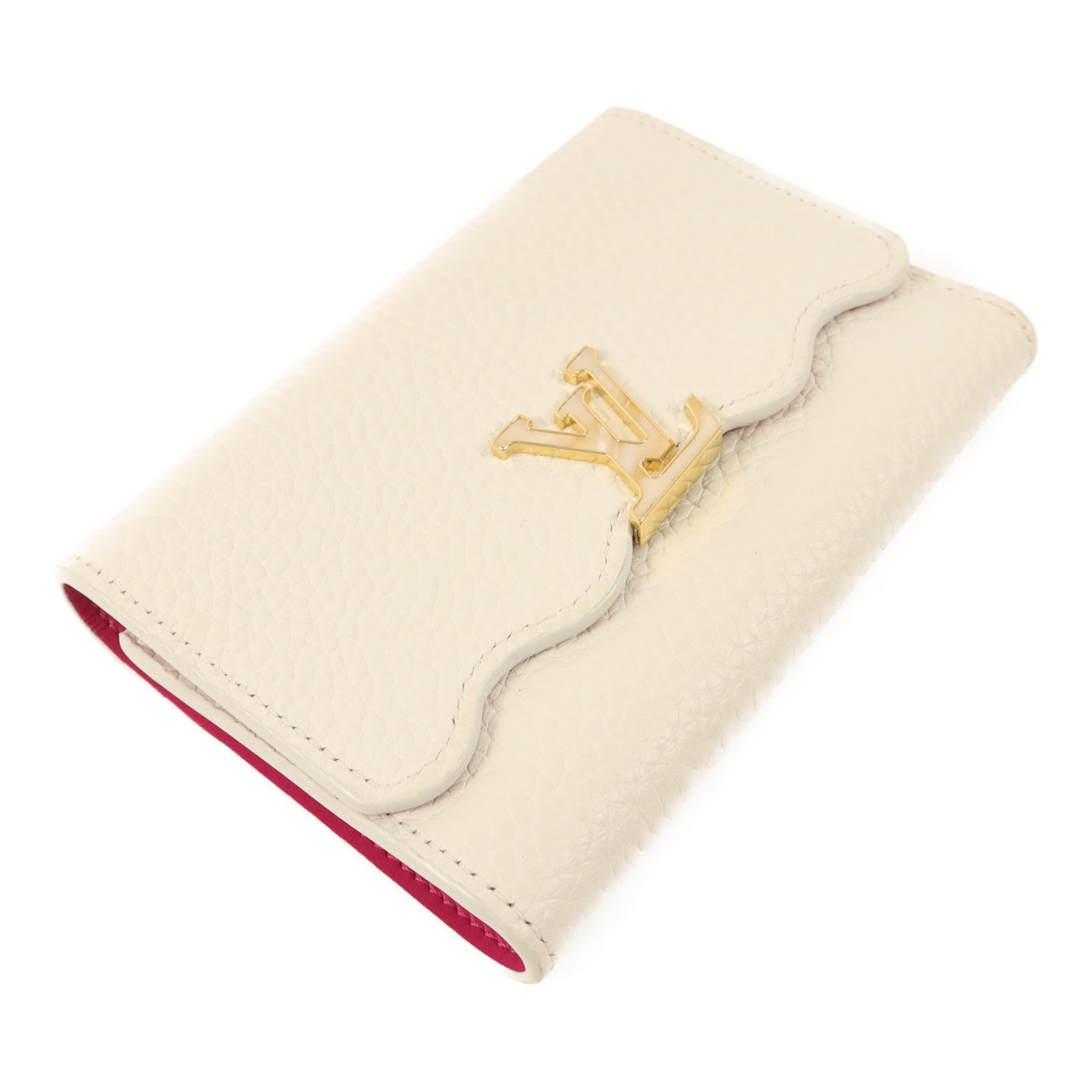 LOUIS VUITTON Taurillon Portefeuille Capucines Compact金扣錢包