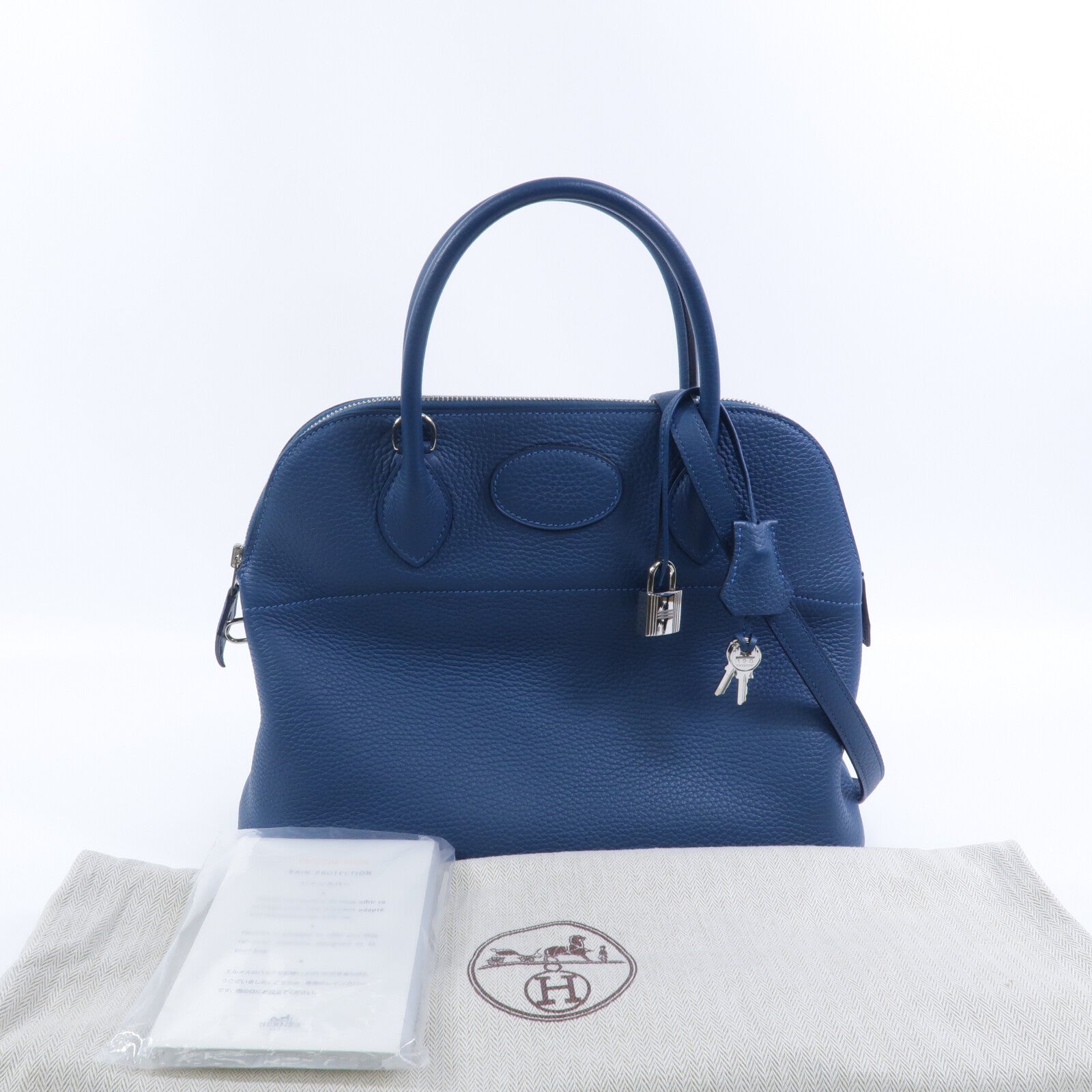HERMES Togo皮革Bolide 31手挽袋Bleu Colvert