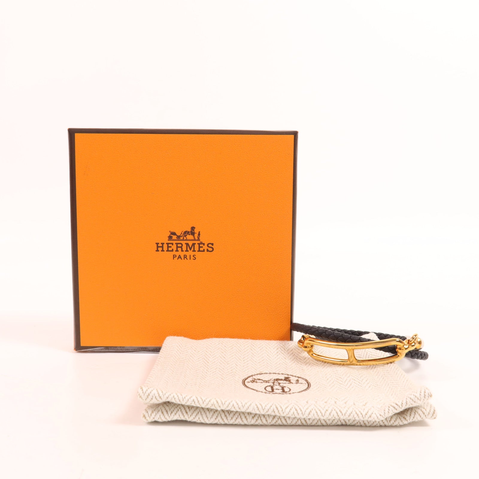 HERMES Swift皮革Roulis Double Tour金扣手鏈